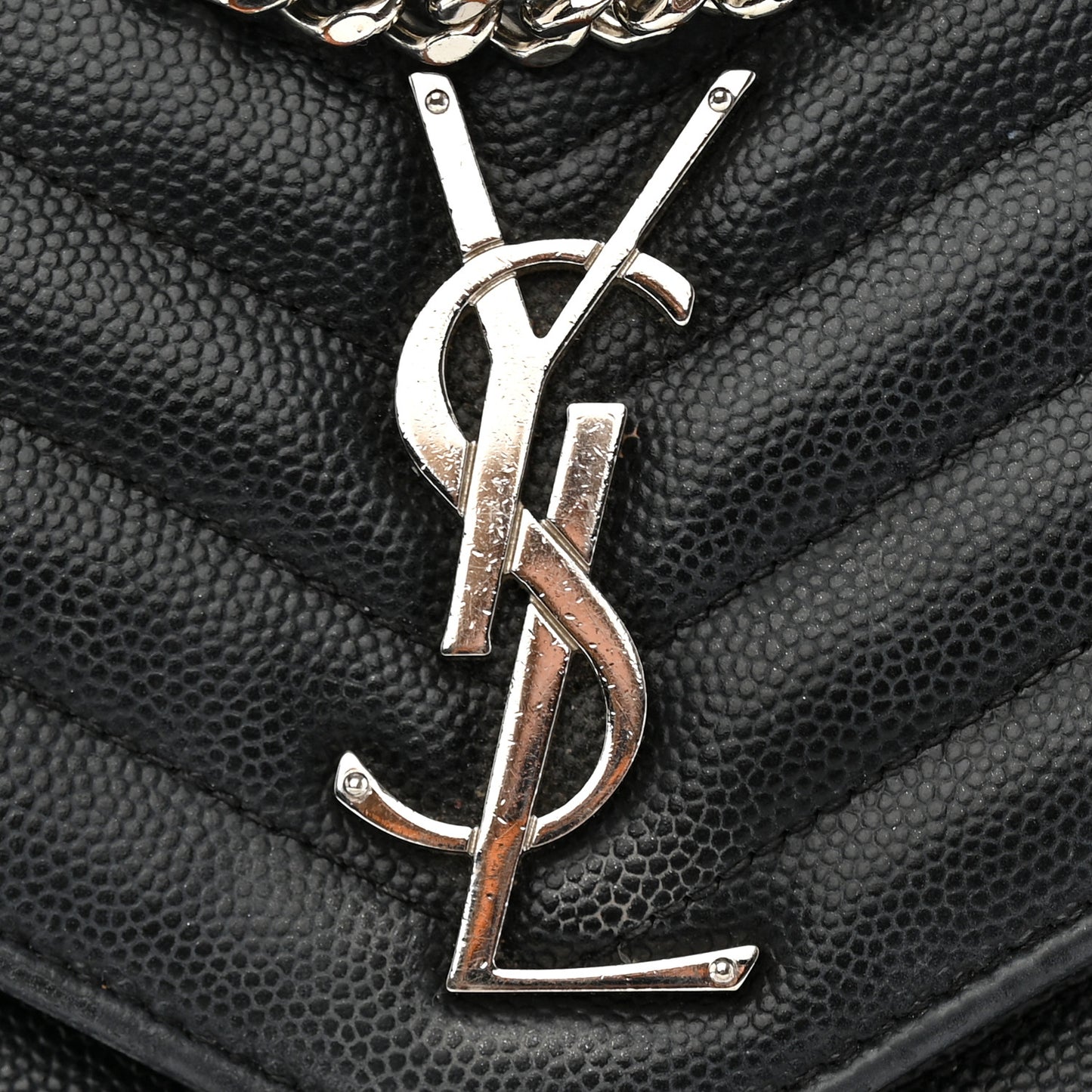 Grain De Poudre Matelasse Chevron Monogram Chain Wallet Black