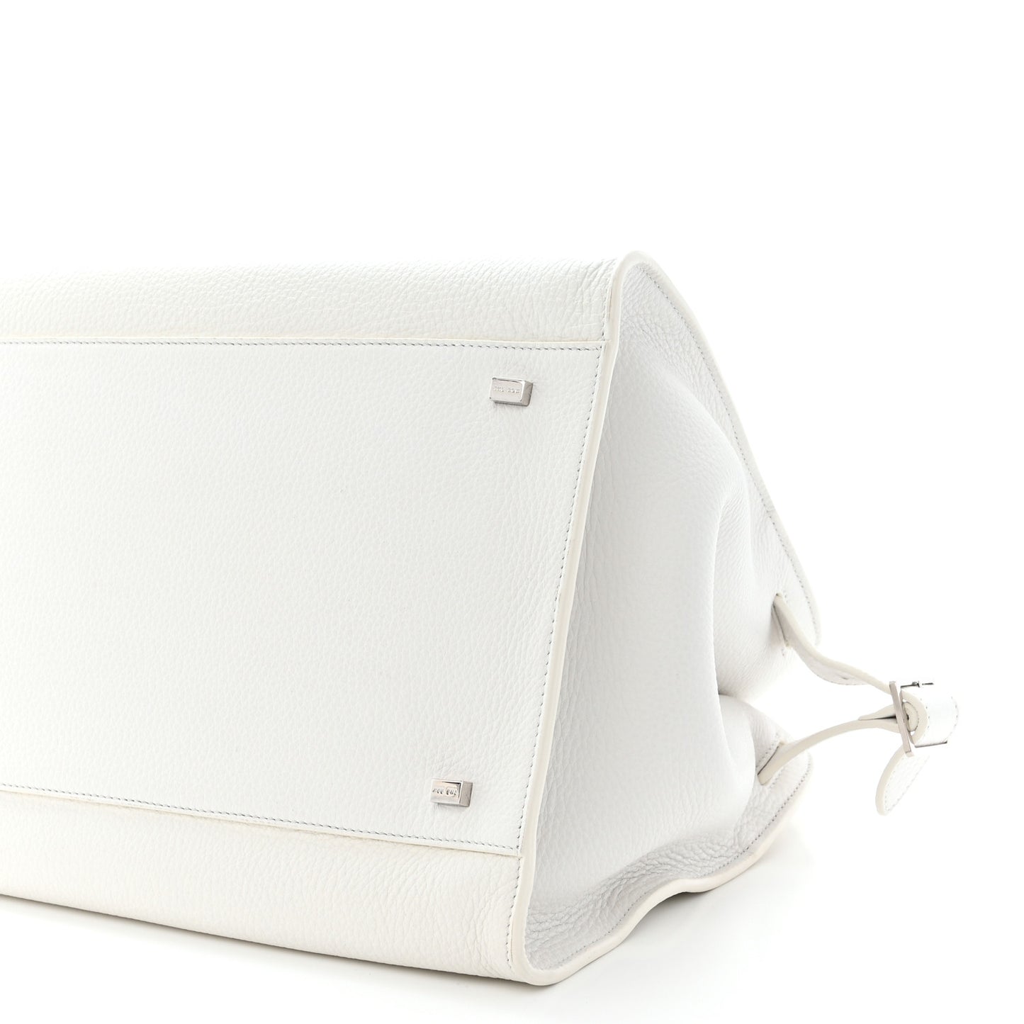 Matte Grained Calfskin Soft Margaux 15 White