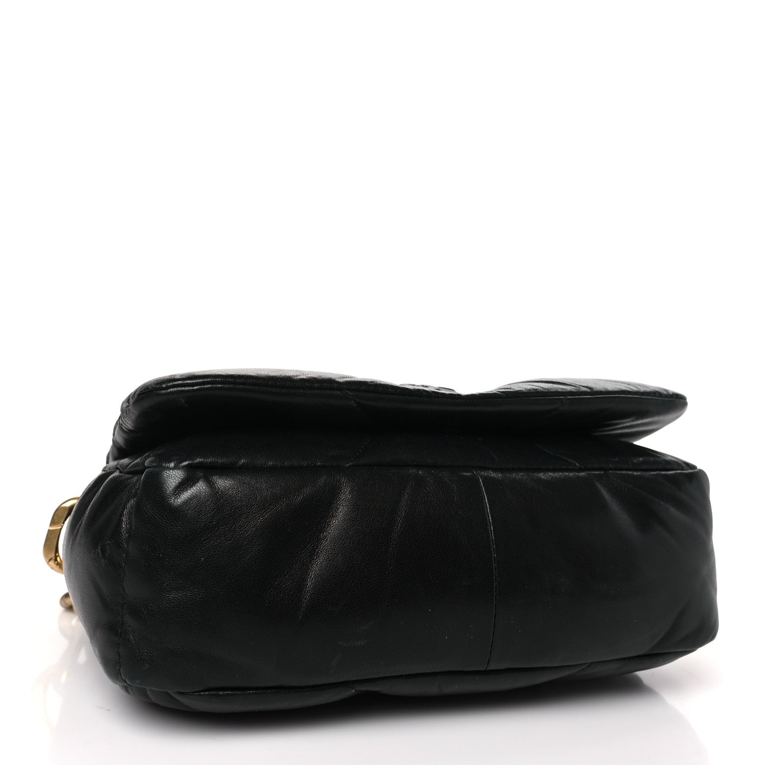 Prada Nappa Soft Padded Logo Embossed Triangle Quilted Small Shoulder Bag Black 4 of 10