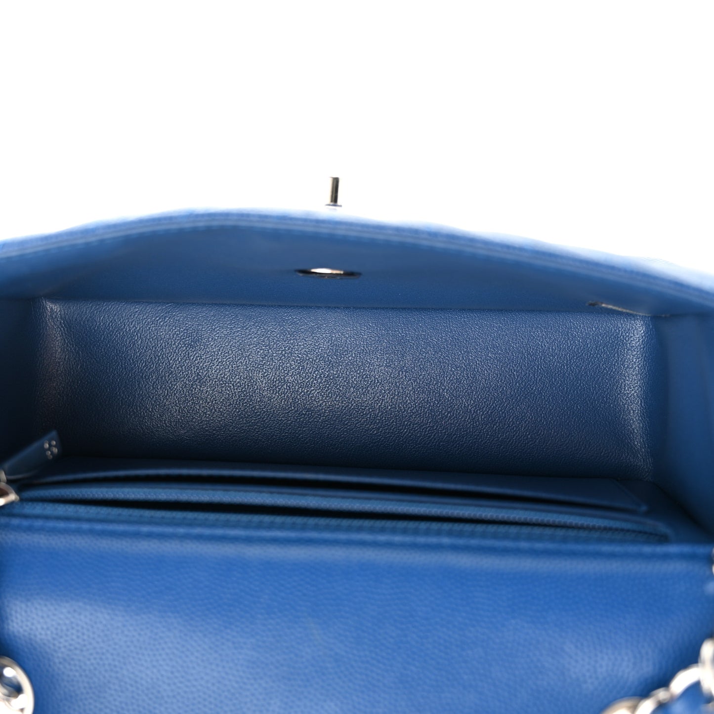 Caviar Chevron Quilted Mini Rectangular Flap Blue
