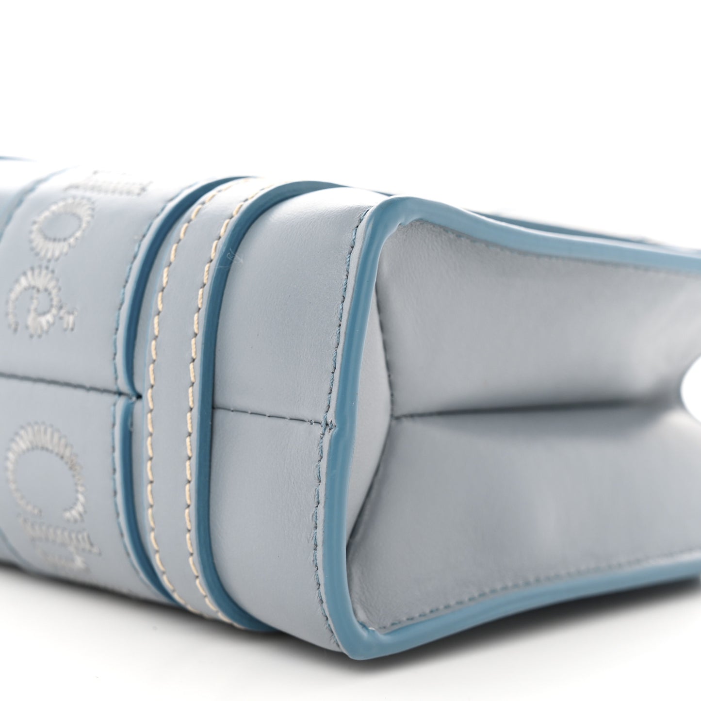 Calfskin Mini Woody Ribbon Tote Storm Blue