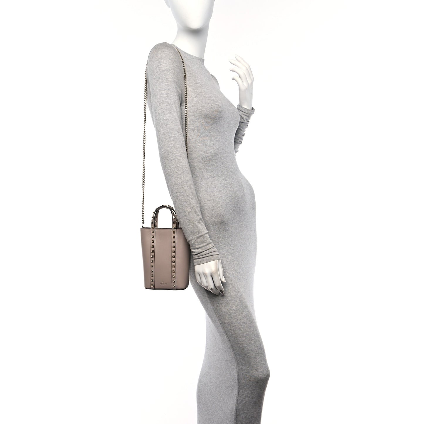 Calfskin Rockstud North-South Crossbody Bag Poudre