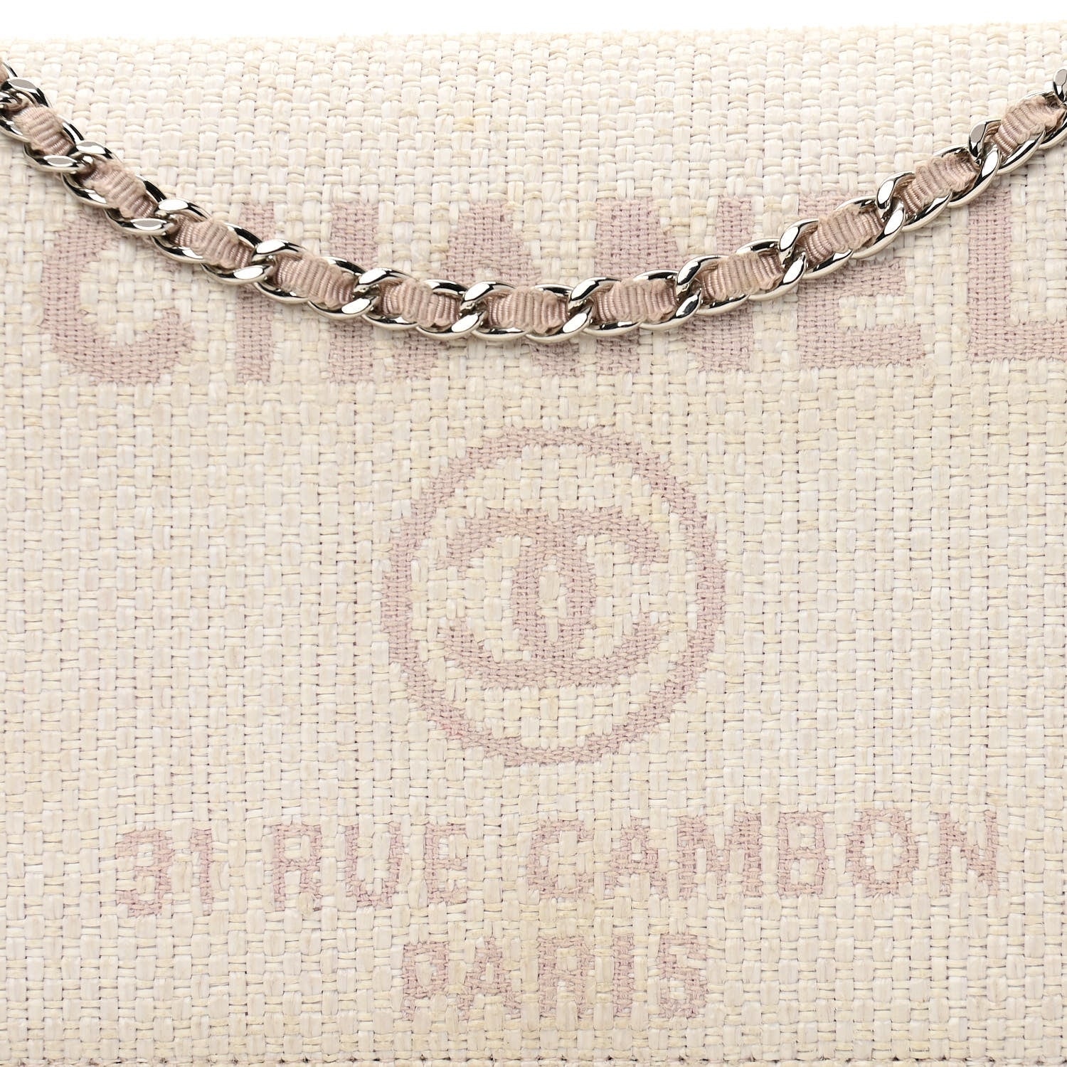 Chanel Canvas Deauville Wallet On Chain WOC Pink White 8 of 17