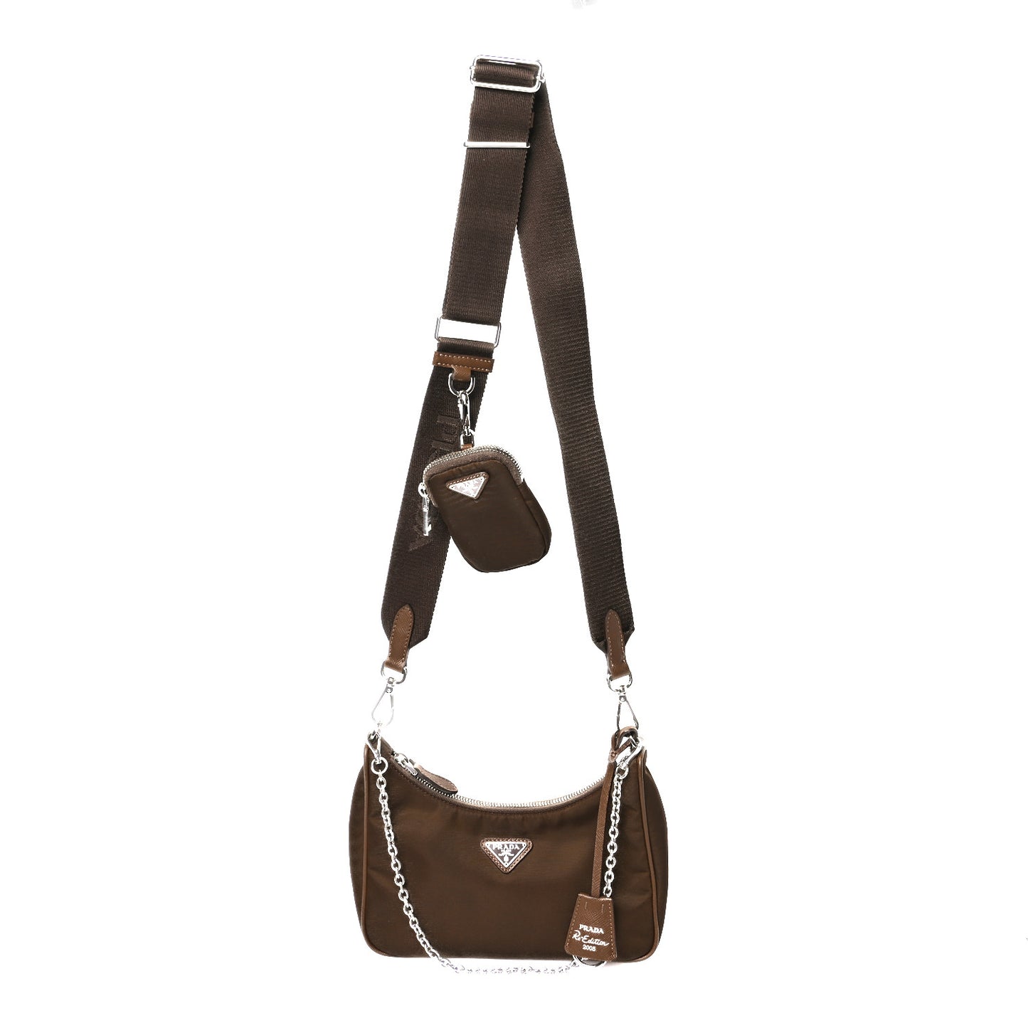 Tessuto Nylon Saffiano Re-Edition 2005 Shoulder Bag Cacao
