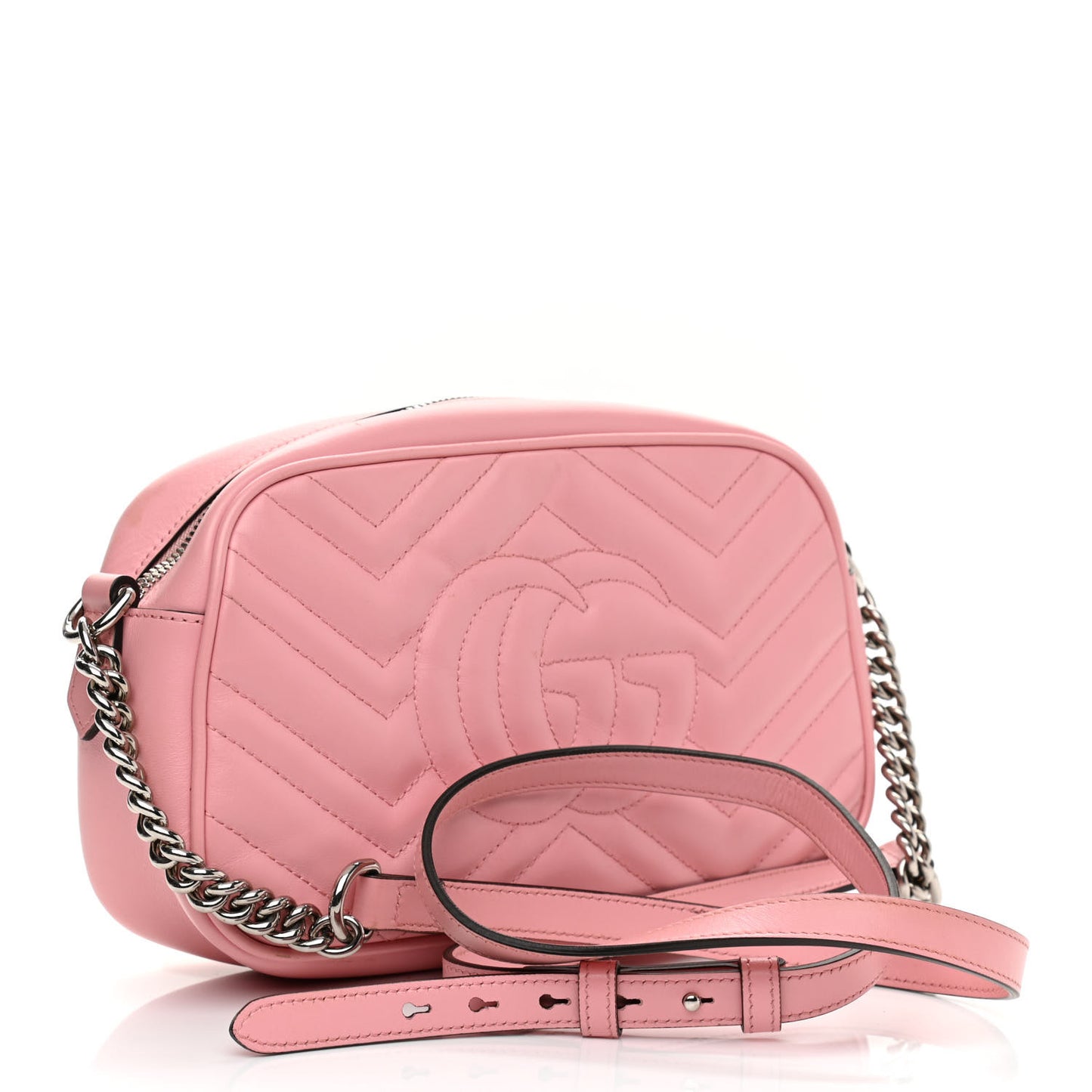 Calfskin Matelasse Small GG Marmont Chain Shoulder Bag Wild Rose