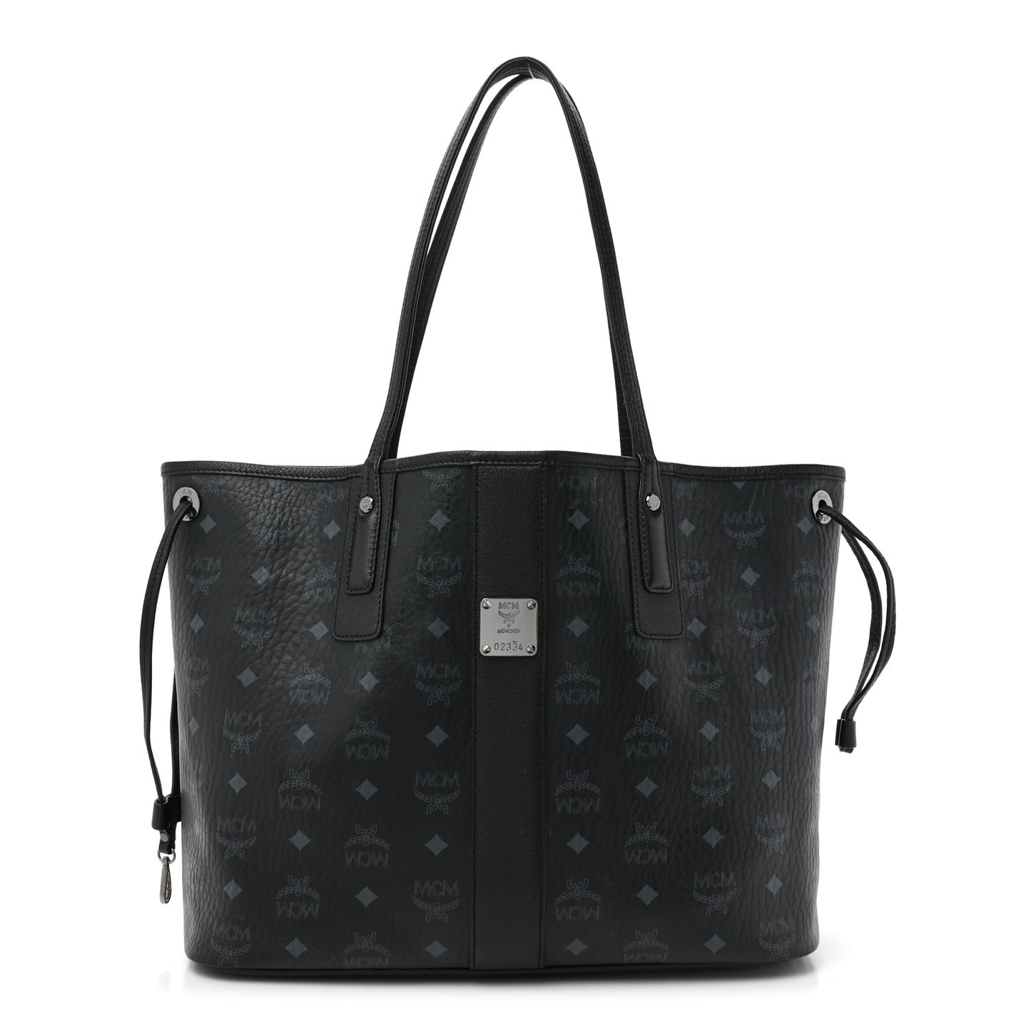 Grained Calfskin Visetos Medium Liz Reversible Shopper Tote Black