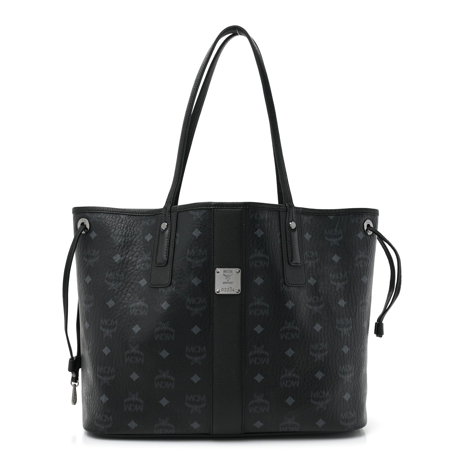 MCM Grained Calfskin Visetos Medium Liz Reversible Shopper Tote Black 3 of 19