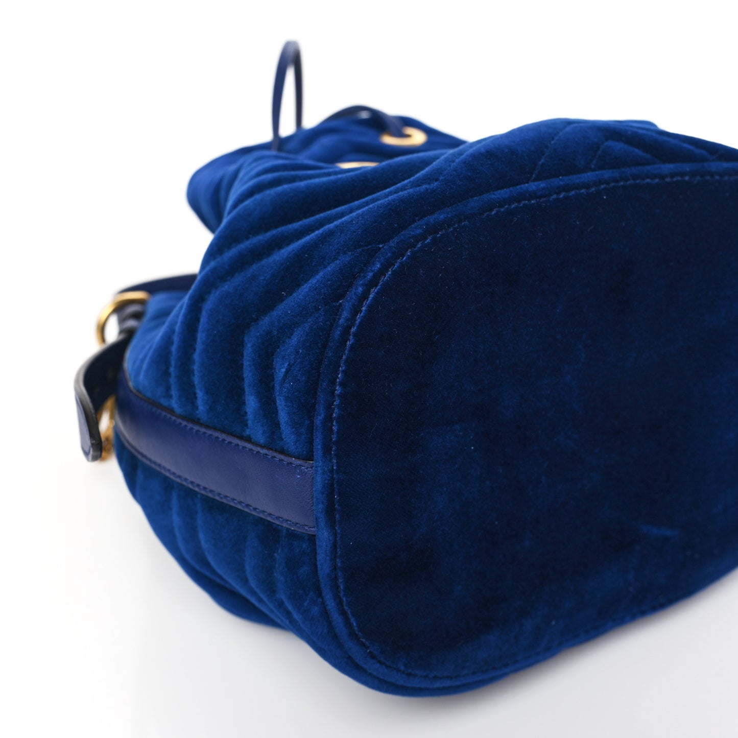 Velvet Matelasse GG Marmont Bucket Bag Cobalt Blue