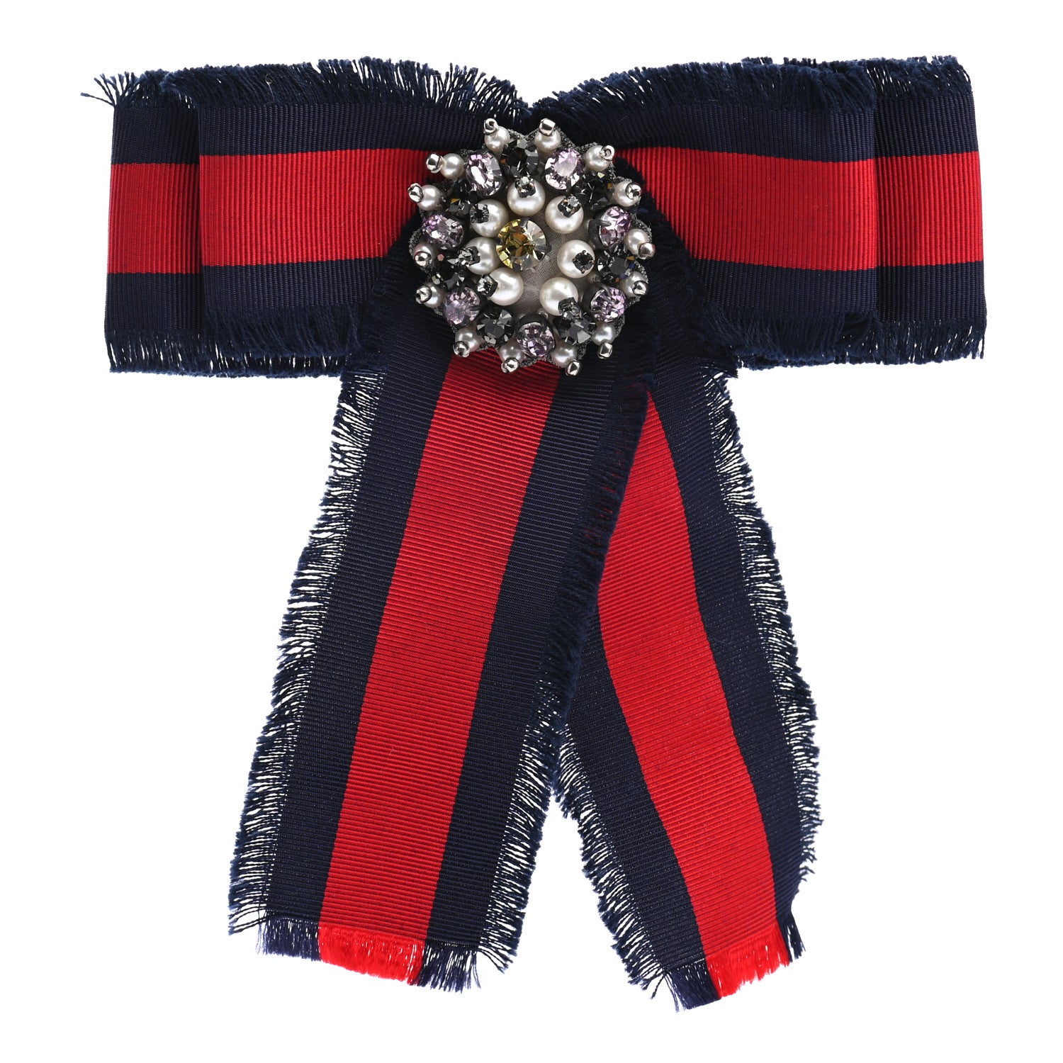GUCCI リボンブローチ ネイビー レッド Gucci Grosgrain Web Crystal Bow Brooch Blue Red 933165 – FASHIONPHILE