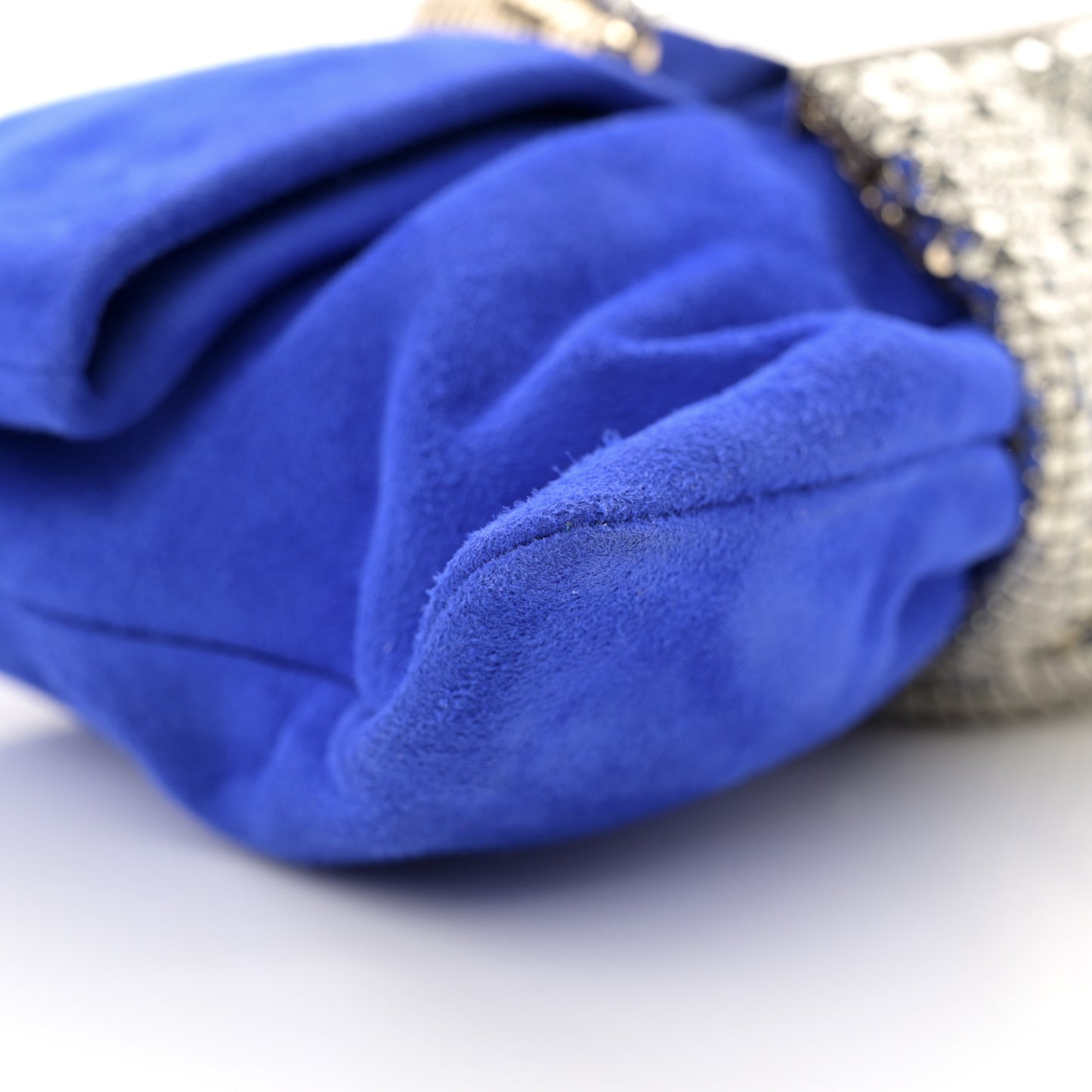 Suede Chandra Chain Clutch Blue