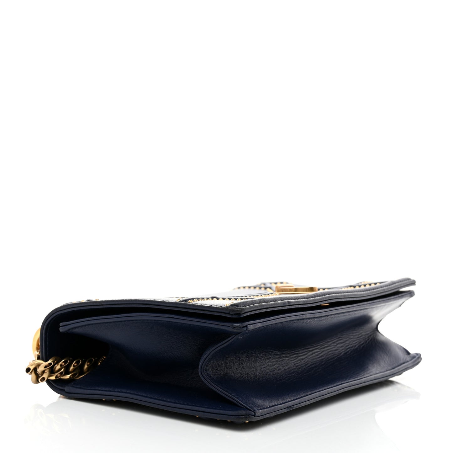 Lambskin Studded Medium Diorama Flap Bag Navy Blue