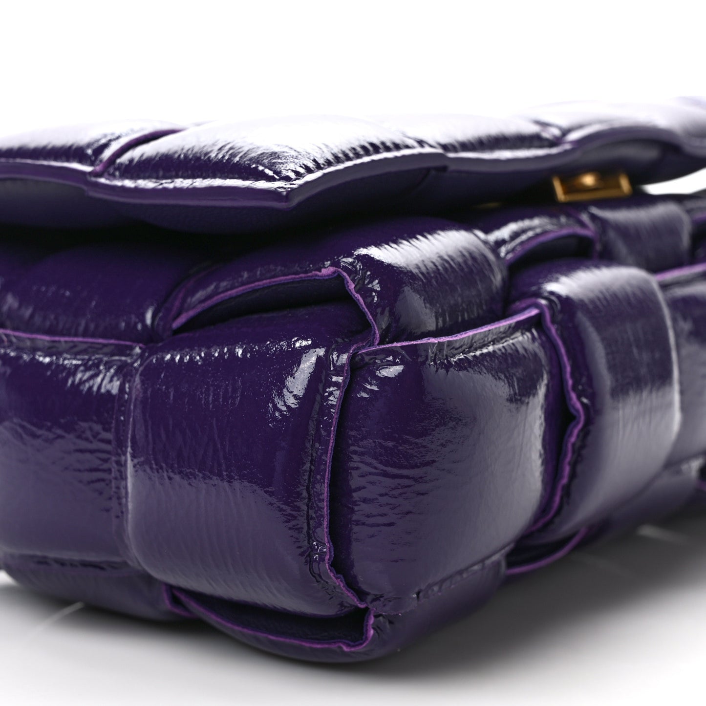 Textured Deerskin Maxi Intrecciato Padded Cassette Crossbody Bag Raisin