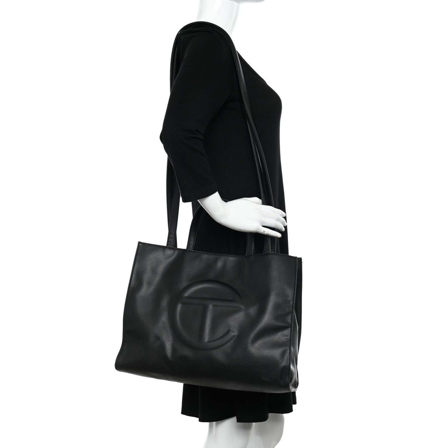 Vegan Leather Medium Shopping Bag Black