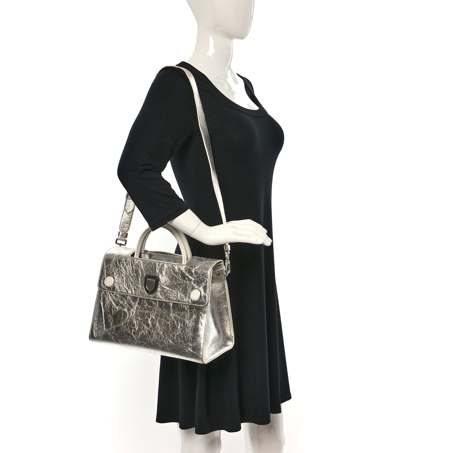 Christian Dior Metallic Calfskin Medium Diorever Flap Silver 2 of 21