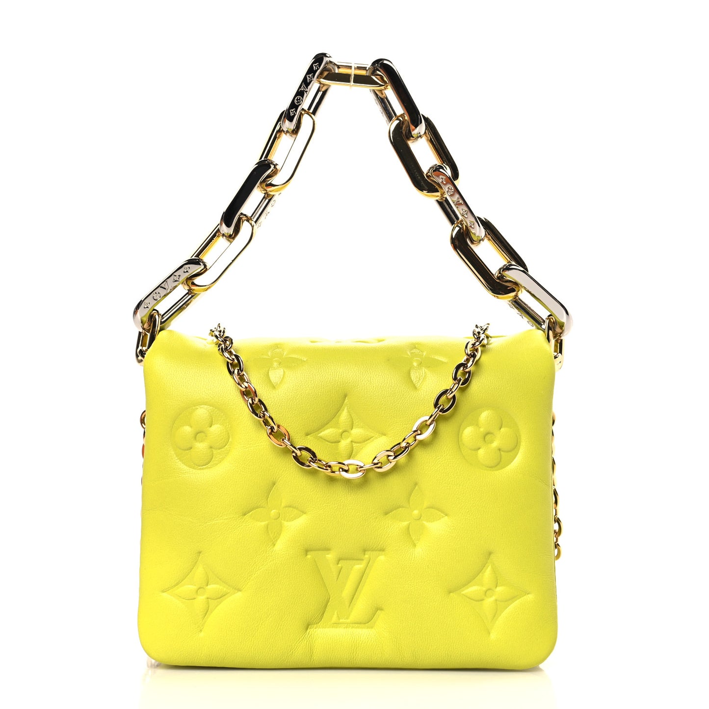 Lambskin Embossed Monogram Coussin Belt Vert Acide