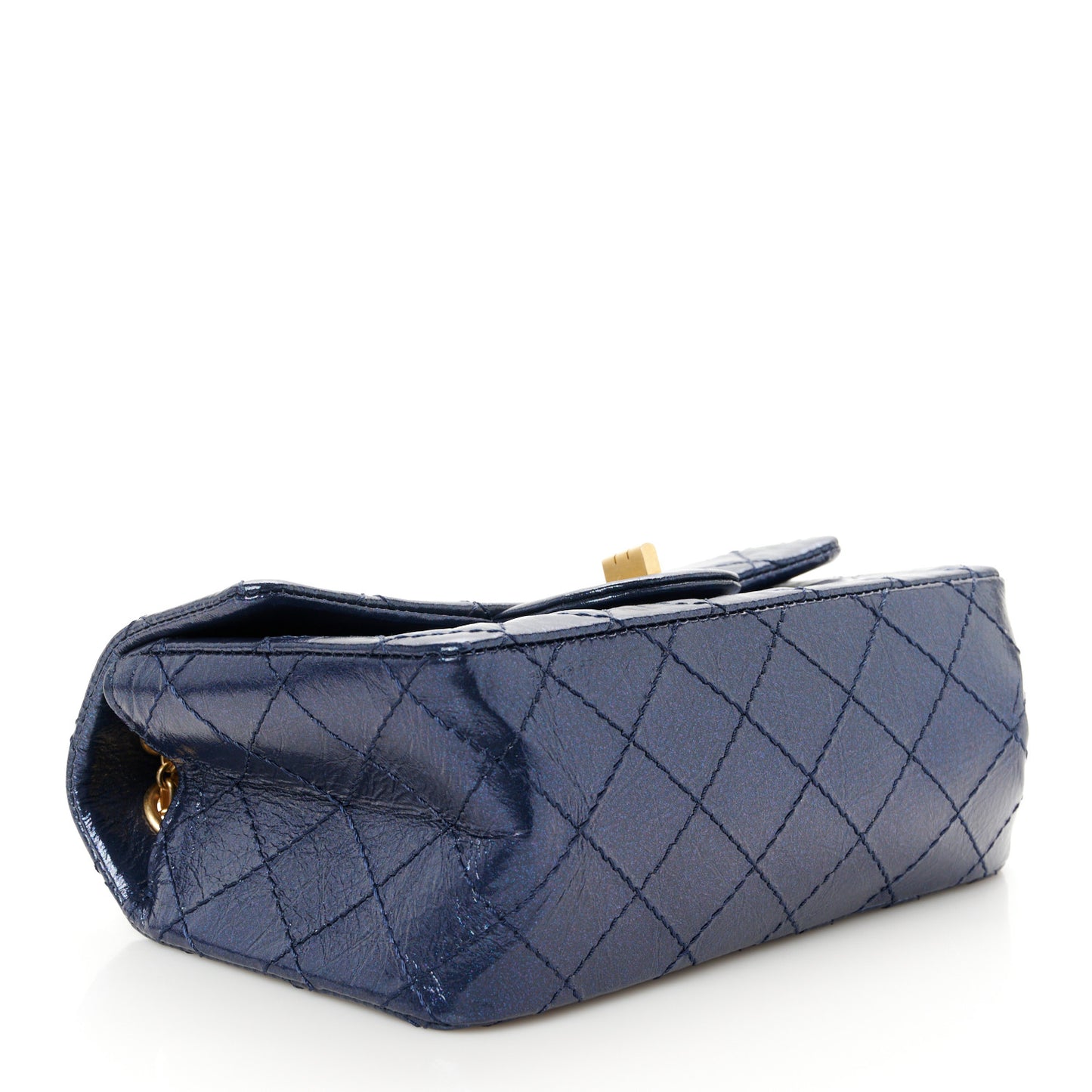 Iridescent Aged Calfskin Quilted 2.55 Reissue Mini Flap Navy