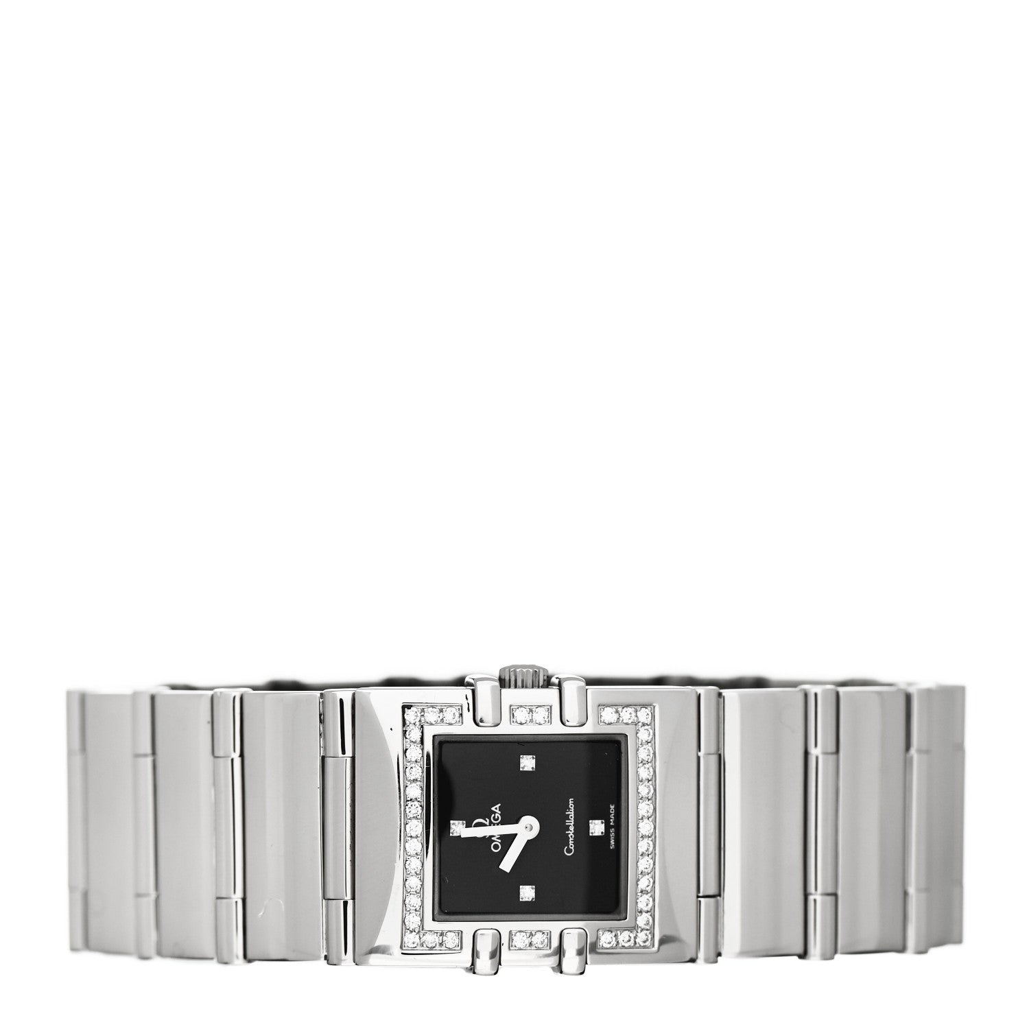 Omega Stainless Steel Diamond 19mm Constellation Quadra Quartz Watch Black 1528.46.00 2 of 4