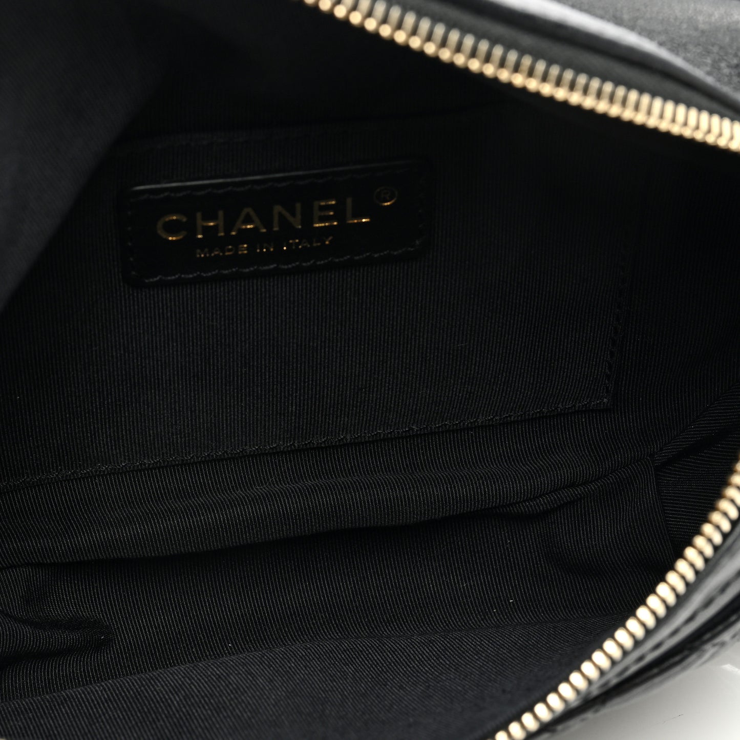 Crumpled Glazed Lambskin Quilted Waist Bag Fanny Pack Black