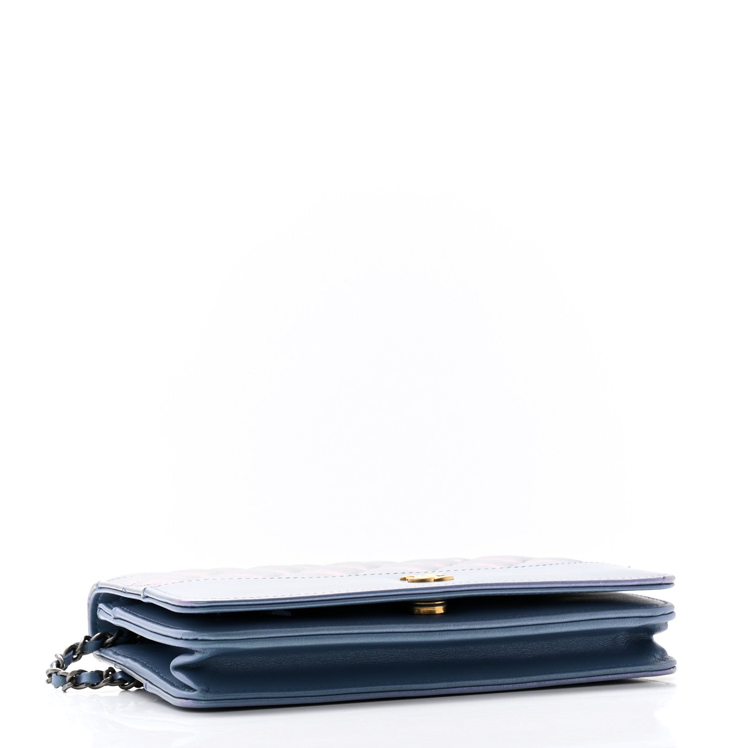 Chanel Iridescent Aged Calfskin Quilted Gabrielle Wallet On Chain WOC Blue 4 of 14
