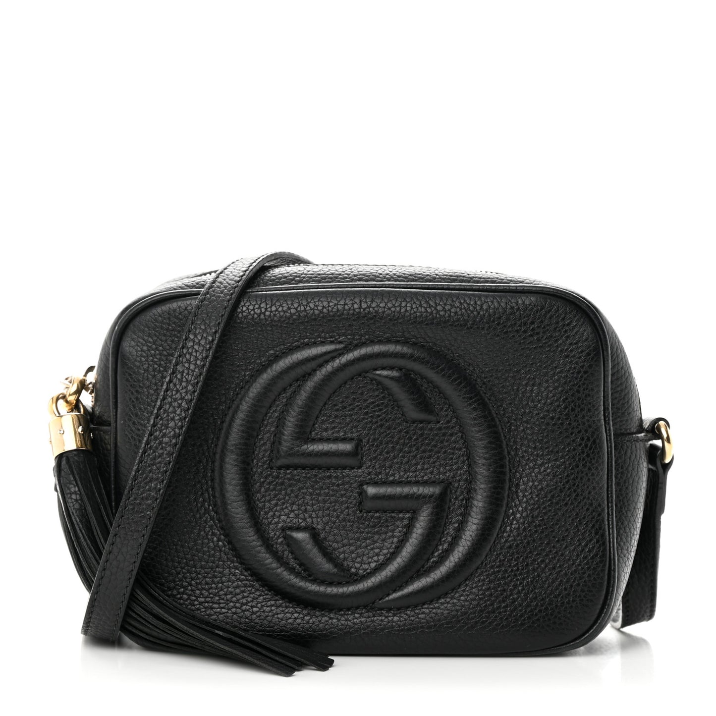Pebbled Calfskin Small Soho Disco Bag Black