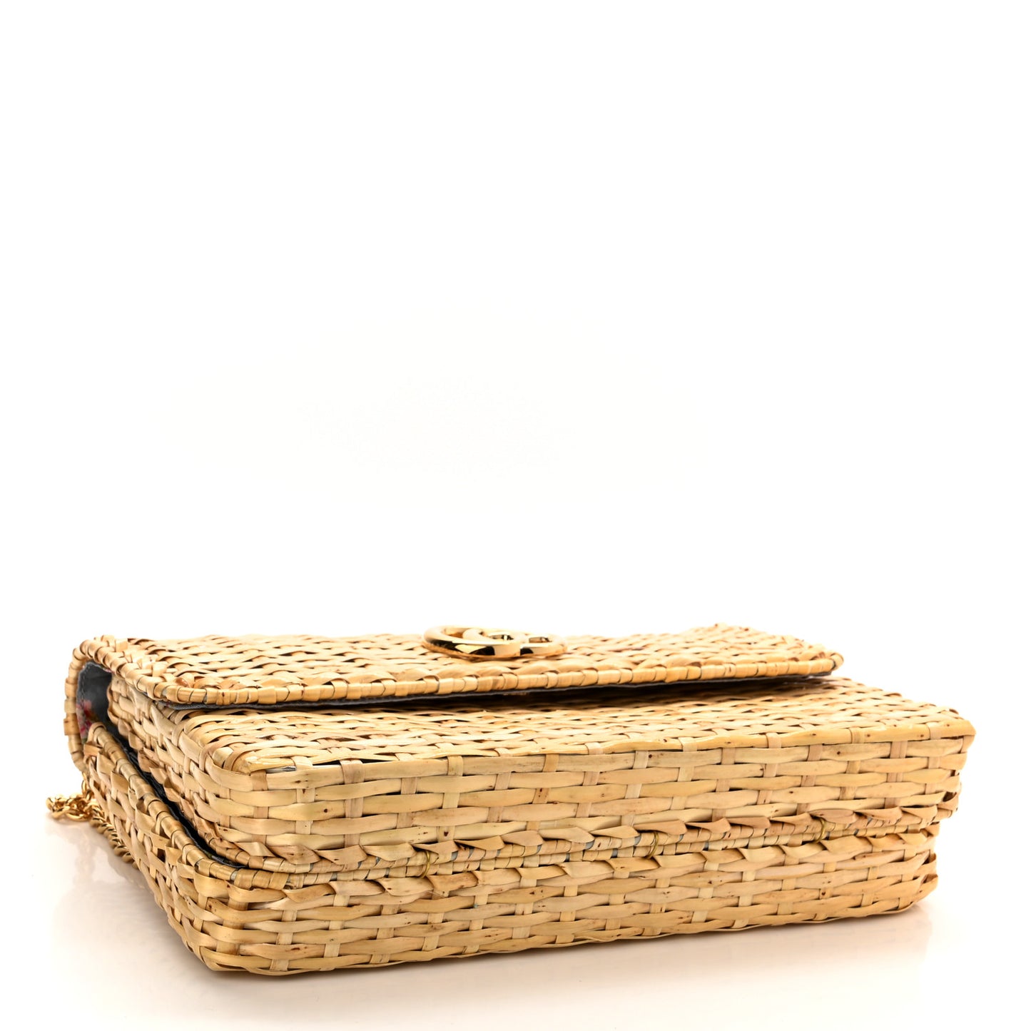 Glazed Wicker Small Cestino Shoulder Bag Natural