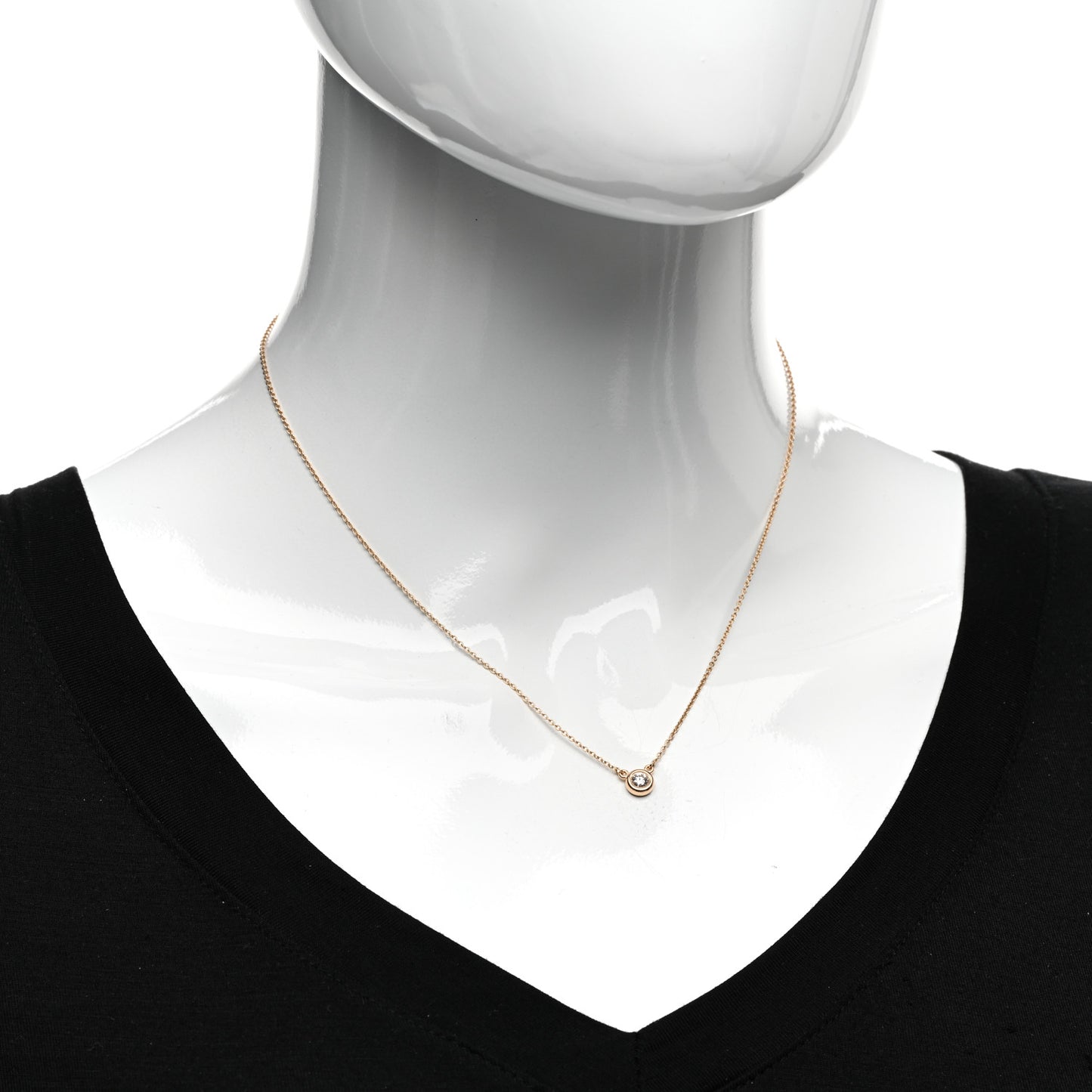 18K Rose Gold Diamond .17ct Elsa Peretti Diamonds by the Yard Pendant Necklace