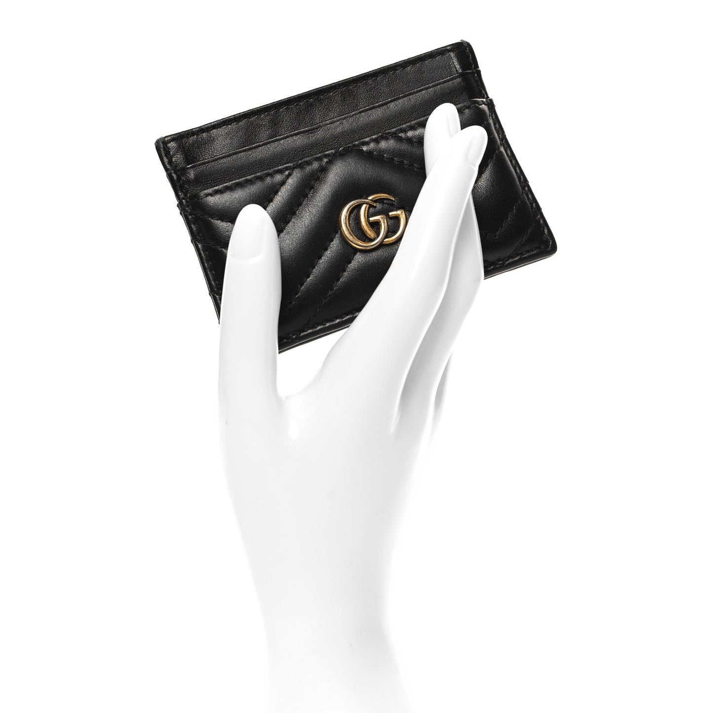 Calfskin Matelasse GG Marmont Card Holder Black