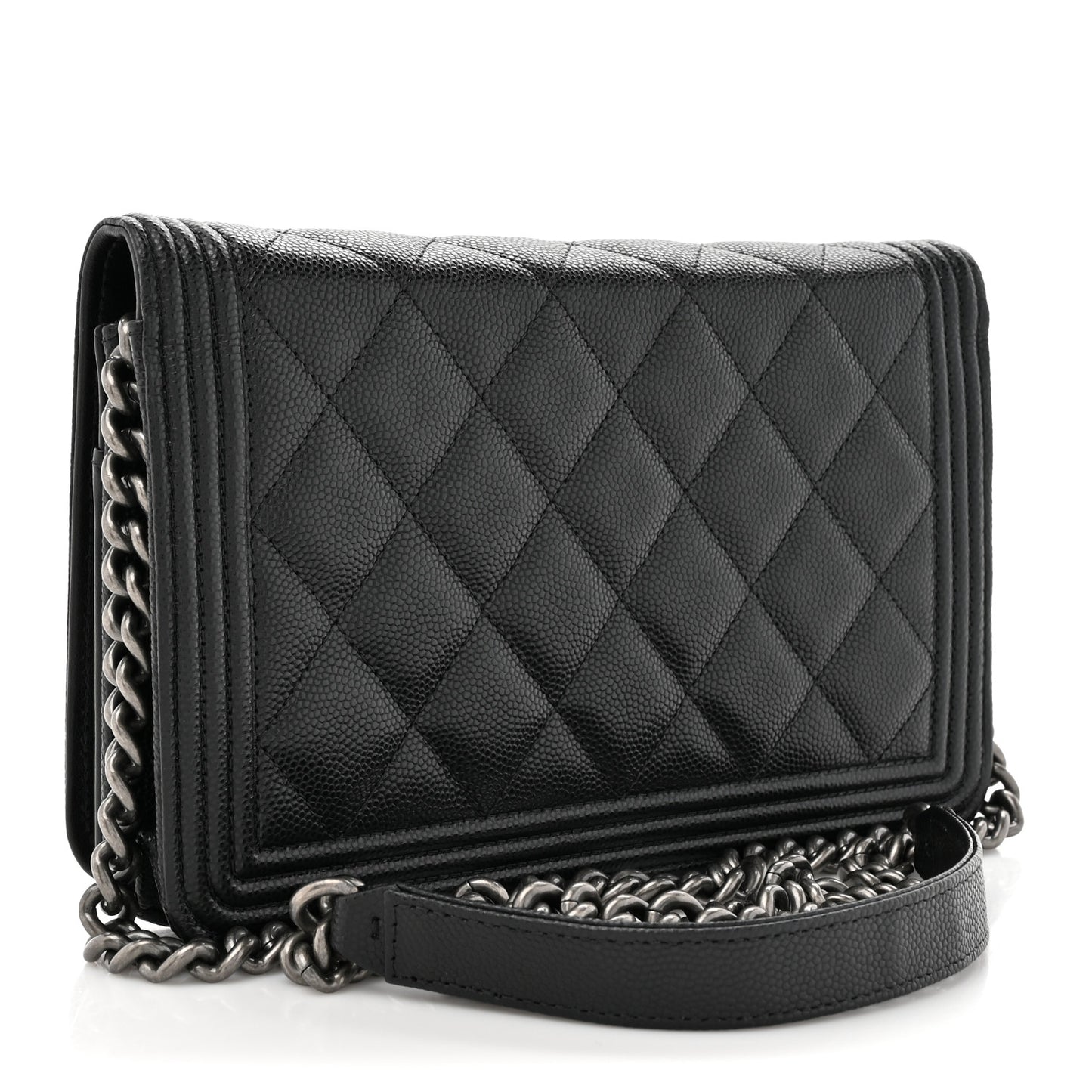 Caviar Quilted Boy Wallet On Chain WOC Black