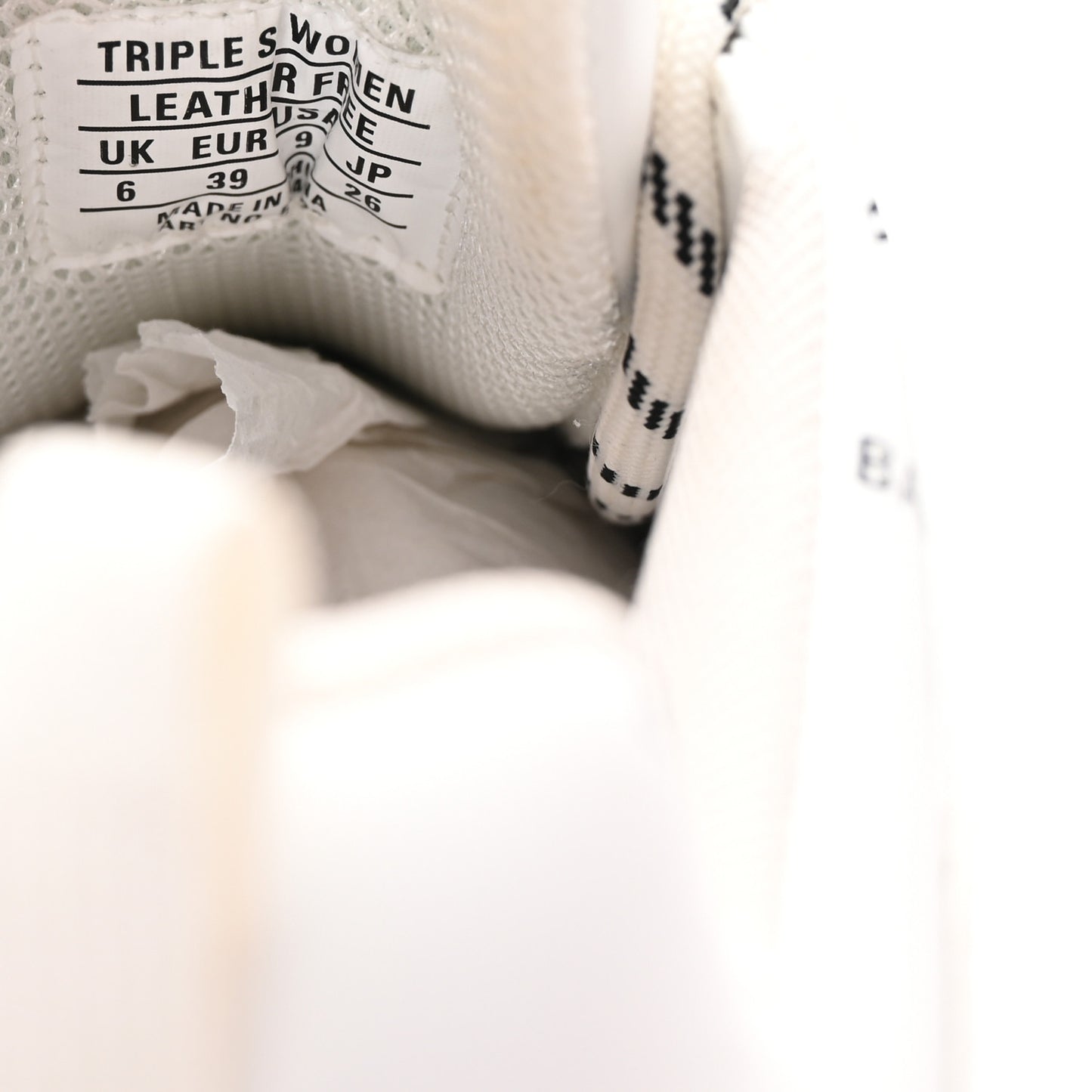 Technical Fabric Allover Logo Womens Triple S Sneakers 39 White Black