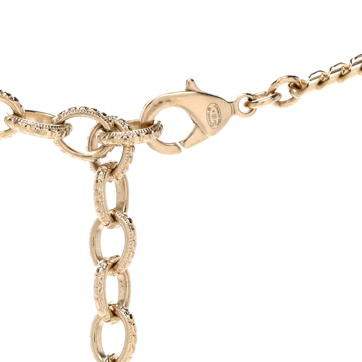 Metal Lambskin Crystal CC Pendant Necklace Black Gold