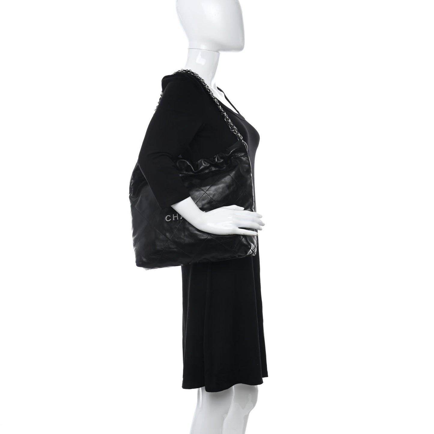Shiny Calfskin Quilted Small Chanel 22 Black