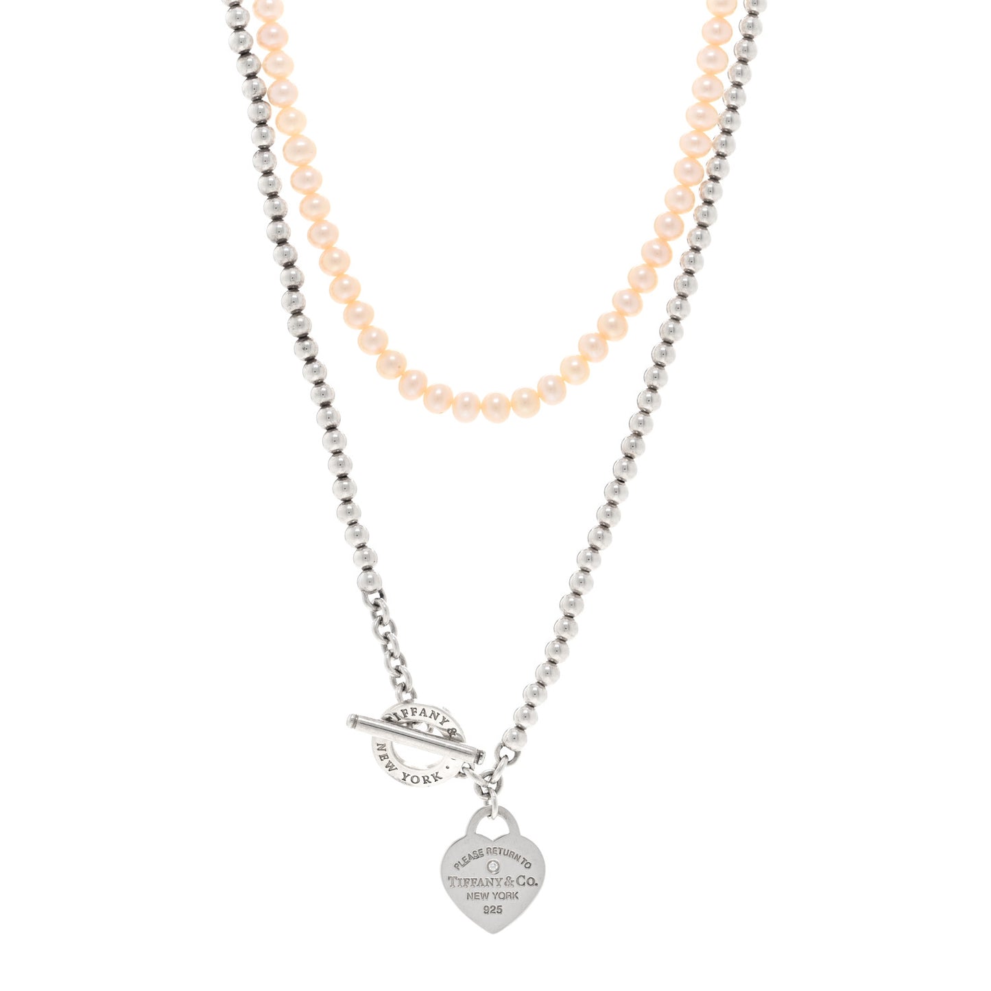 Sterling Silver Diamond Pearl Return to Tiffany Wrap Necklace