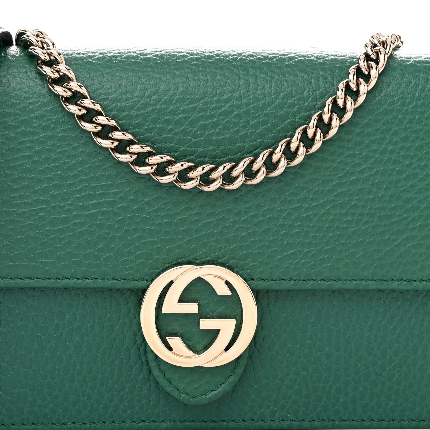 Gucci Dollar Calfskin Interlocking G Chain Wallet Emerald 8 of 10