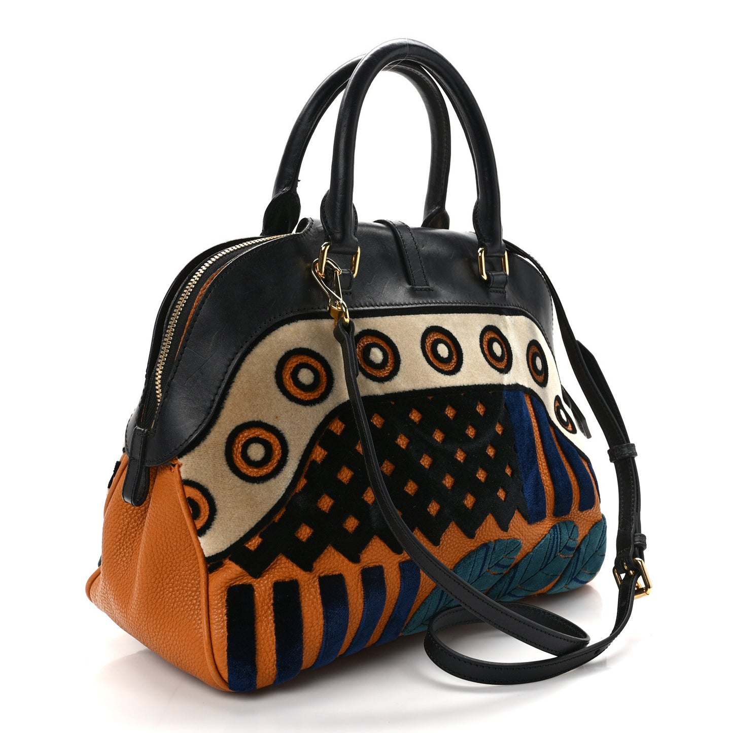 Calfskin Velvet Medium Milverton Satchel Copper Orange