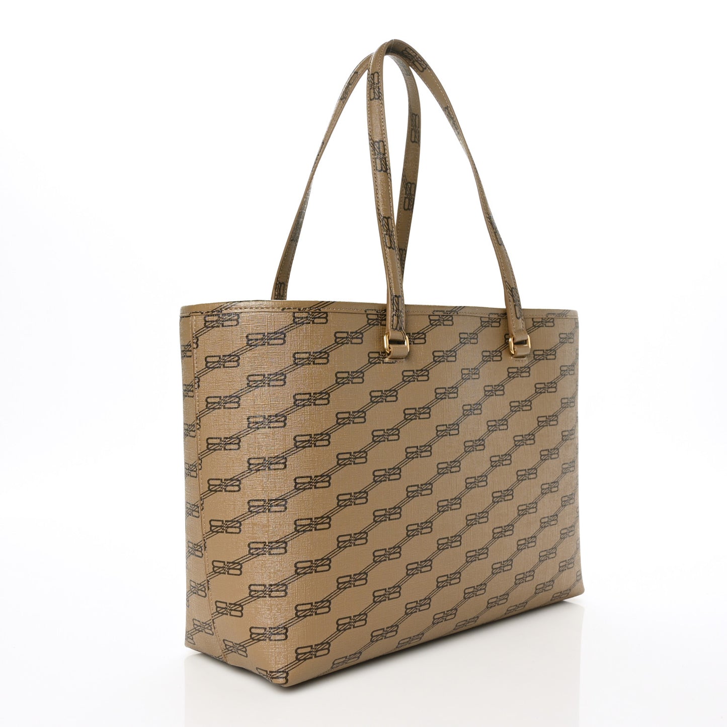 Coated Canvas BB Monogram Medium Signature East West Shopper Bag Beige Brown
