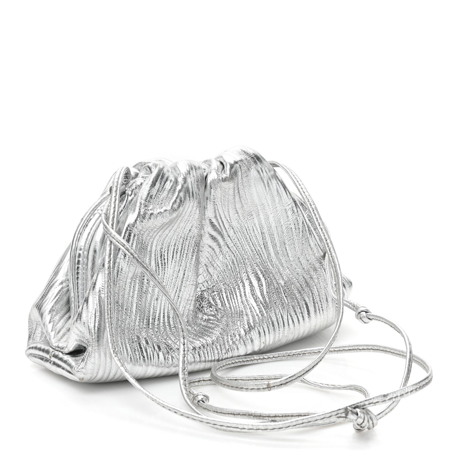 Bottega Veneta Metallic Bark Calfskin The Mini Pouch Silver 3 of 10