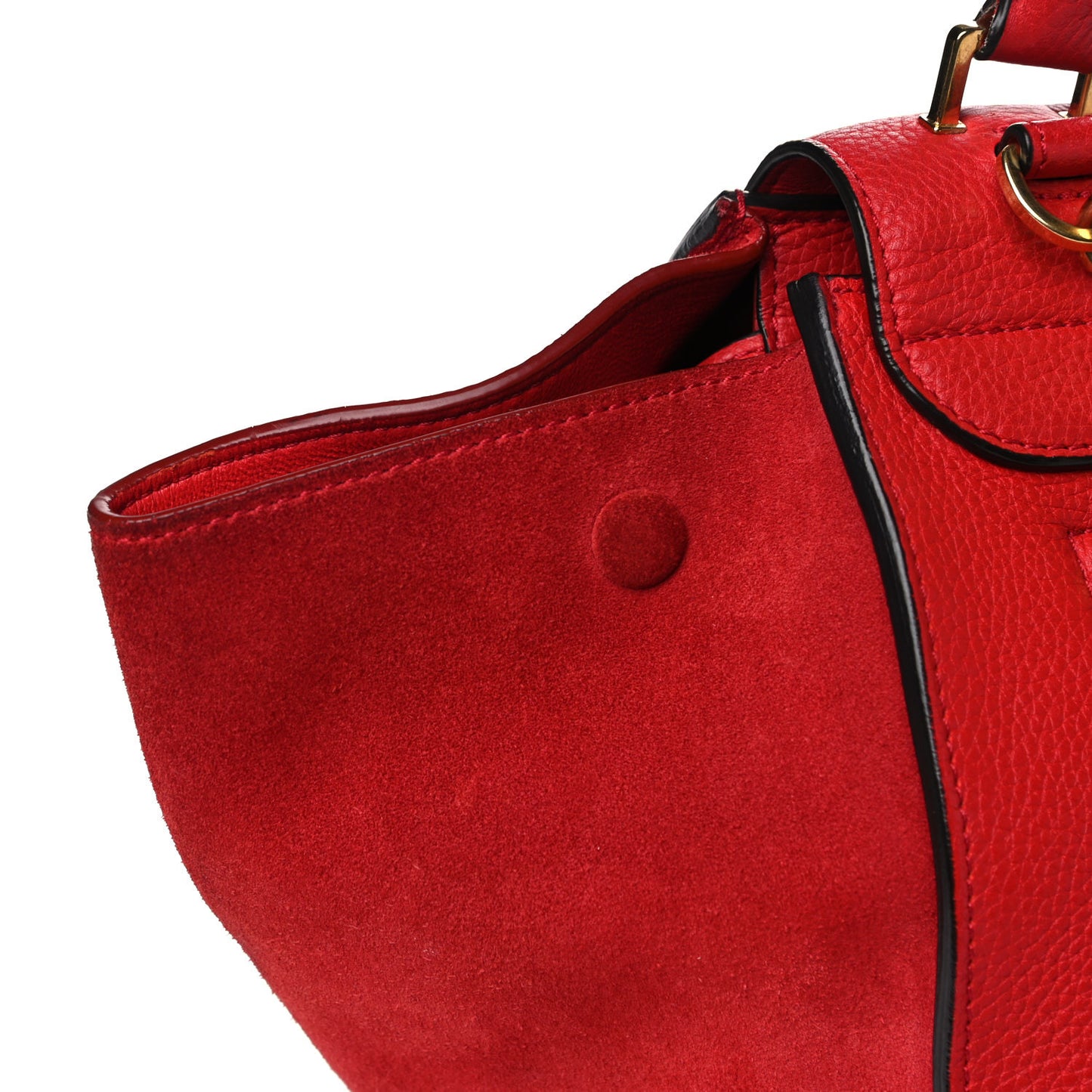 Drummed Calfskin Suede Medium Trapeze Coquelicot