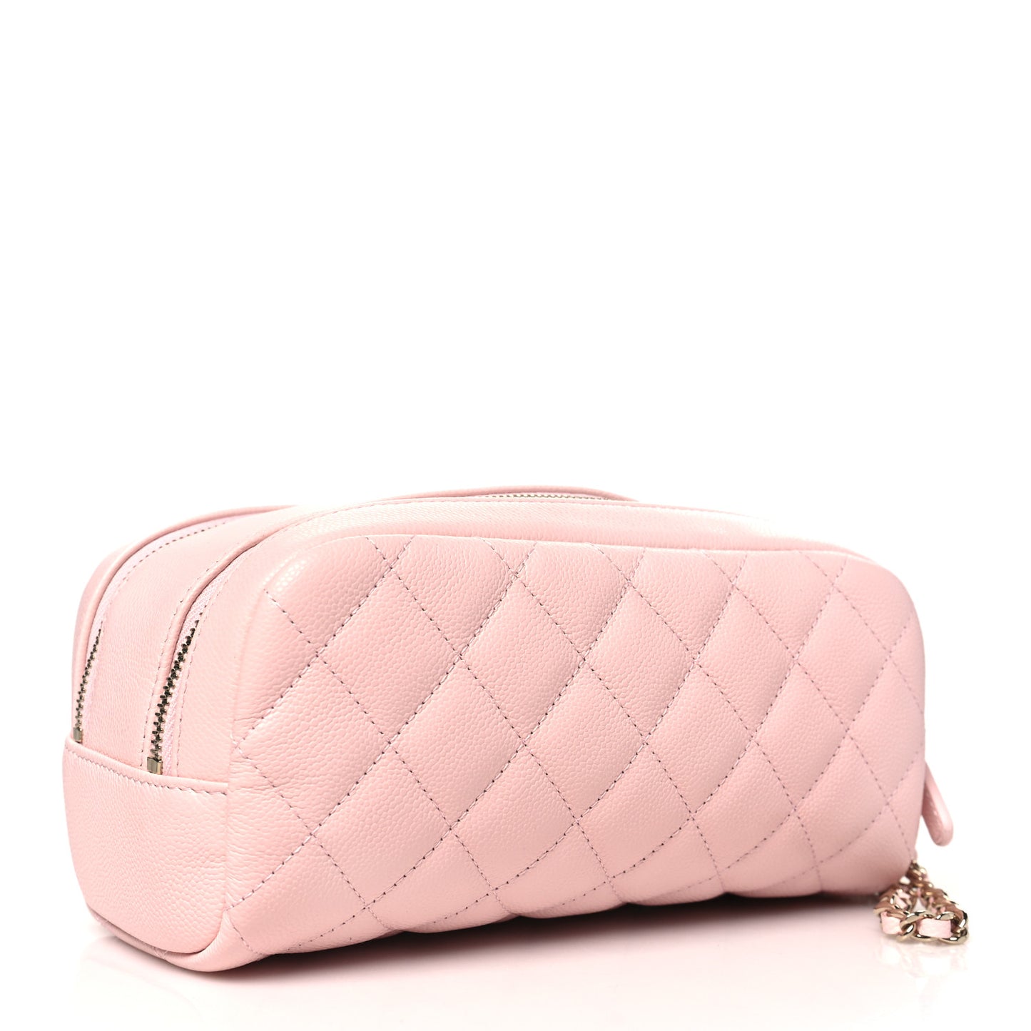 Caviar Quilted Toiletry Case With Chain Light Pink