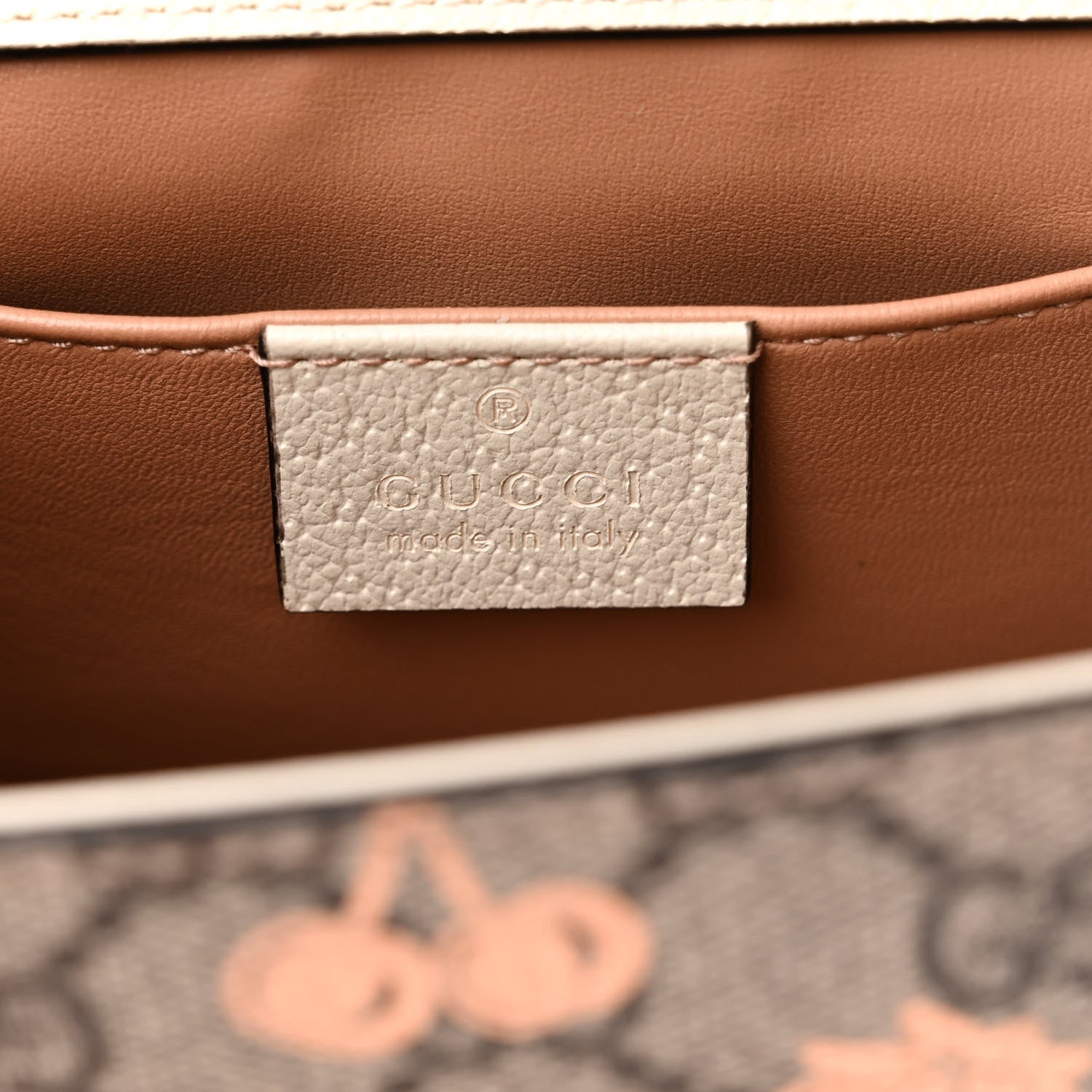 Gucci GG Supreme Monogram Berry Textured Dollar Calfskin Small Padlock Shoulder Bag Beige Ebony Light Copper Mystic White 6 of 10