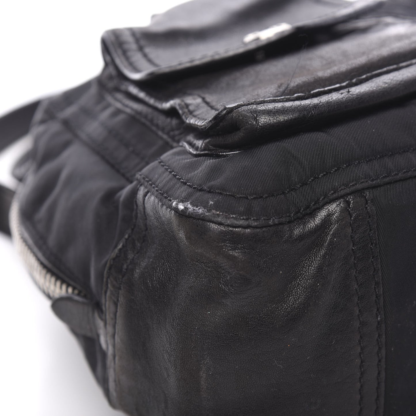 Nappa Tessuto Nylon Shoulder Bag Black