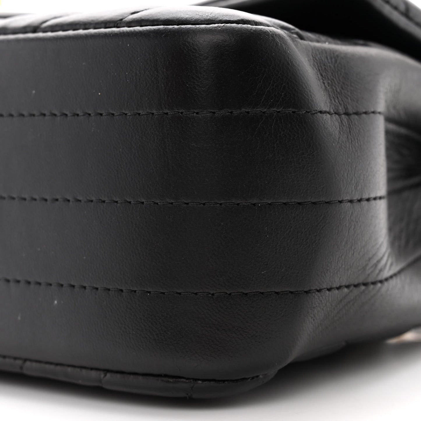 Lambskin Chevron Quilted Mini Rectangular Flap Black