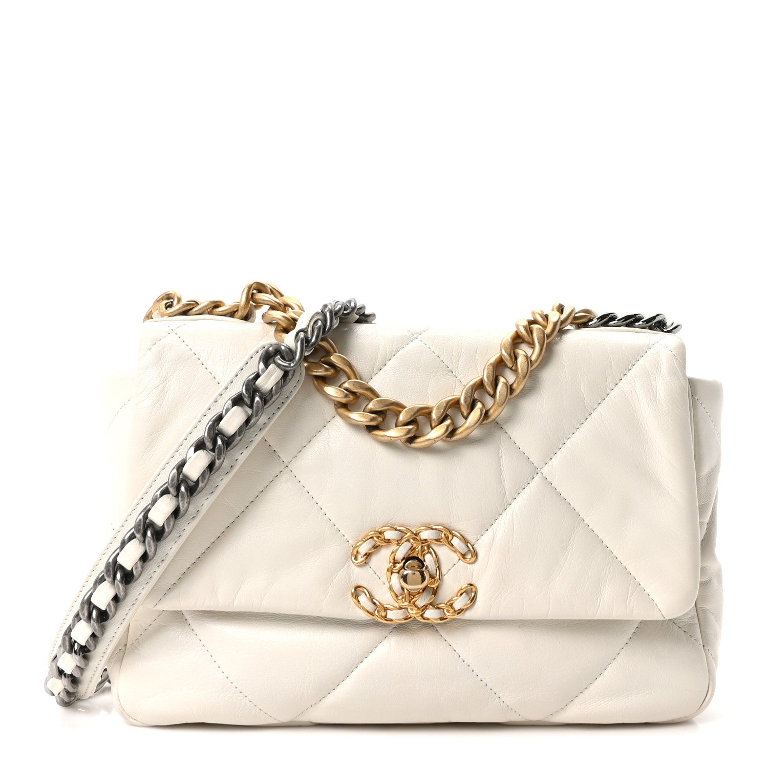 Chanel Goatskin Quilted Medium Chanel 19 Flap White 1887798