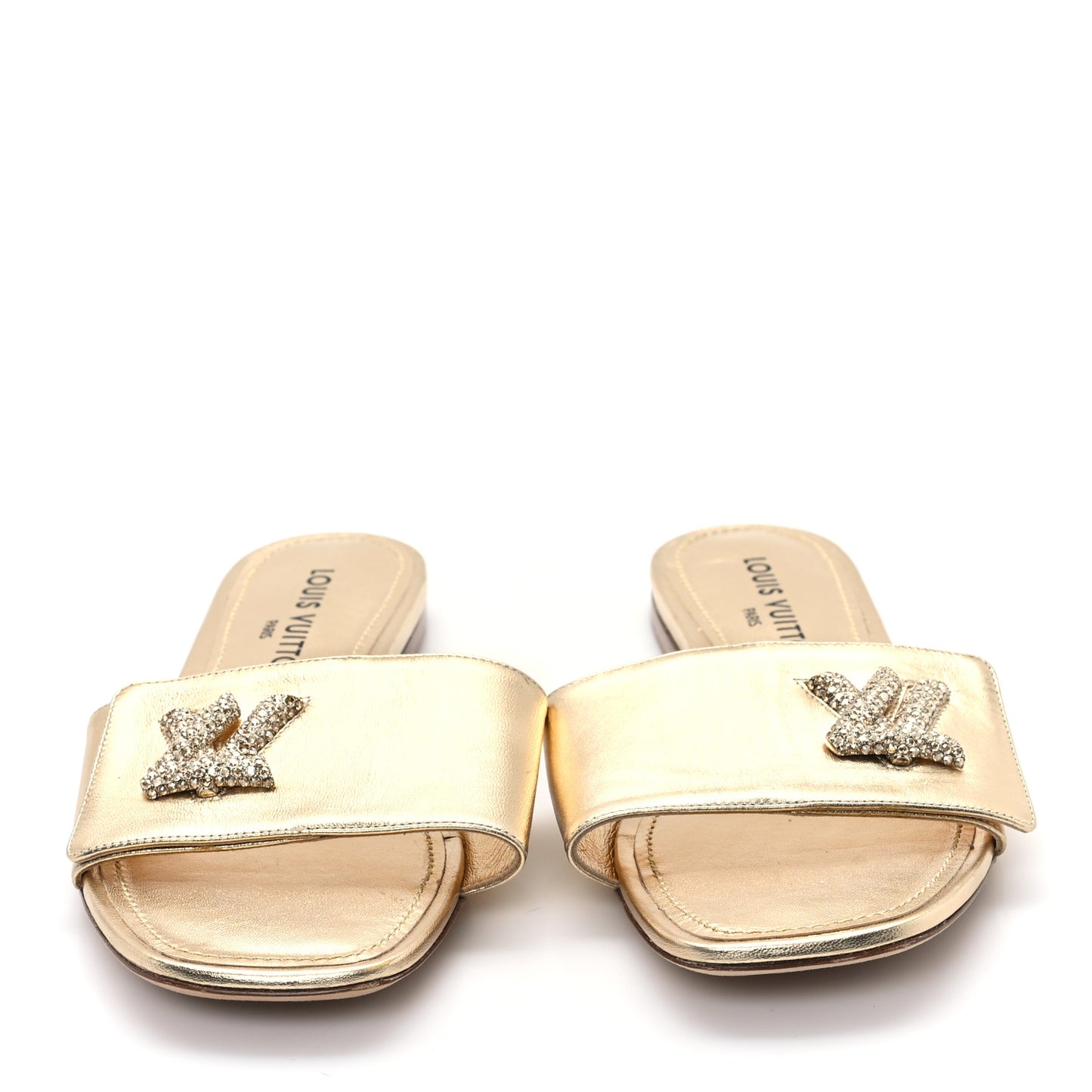Metallic Calfskin Shake Flat Sandal 40 Gold