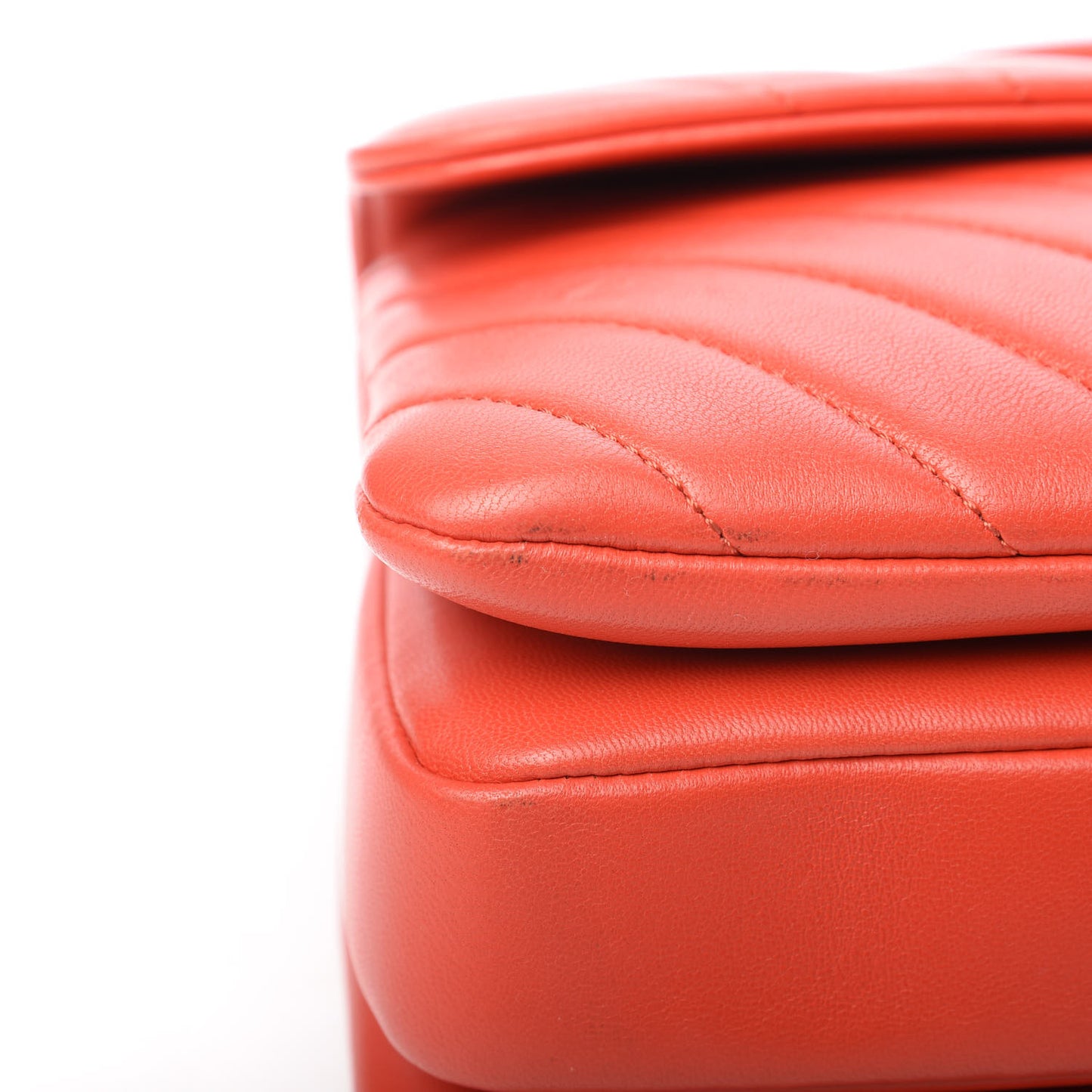 Lambskin Chevron Quilted Small Trendy CC Dual Handle Flap Bag Red