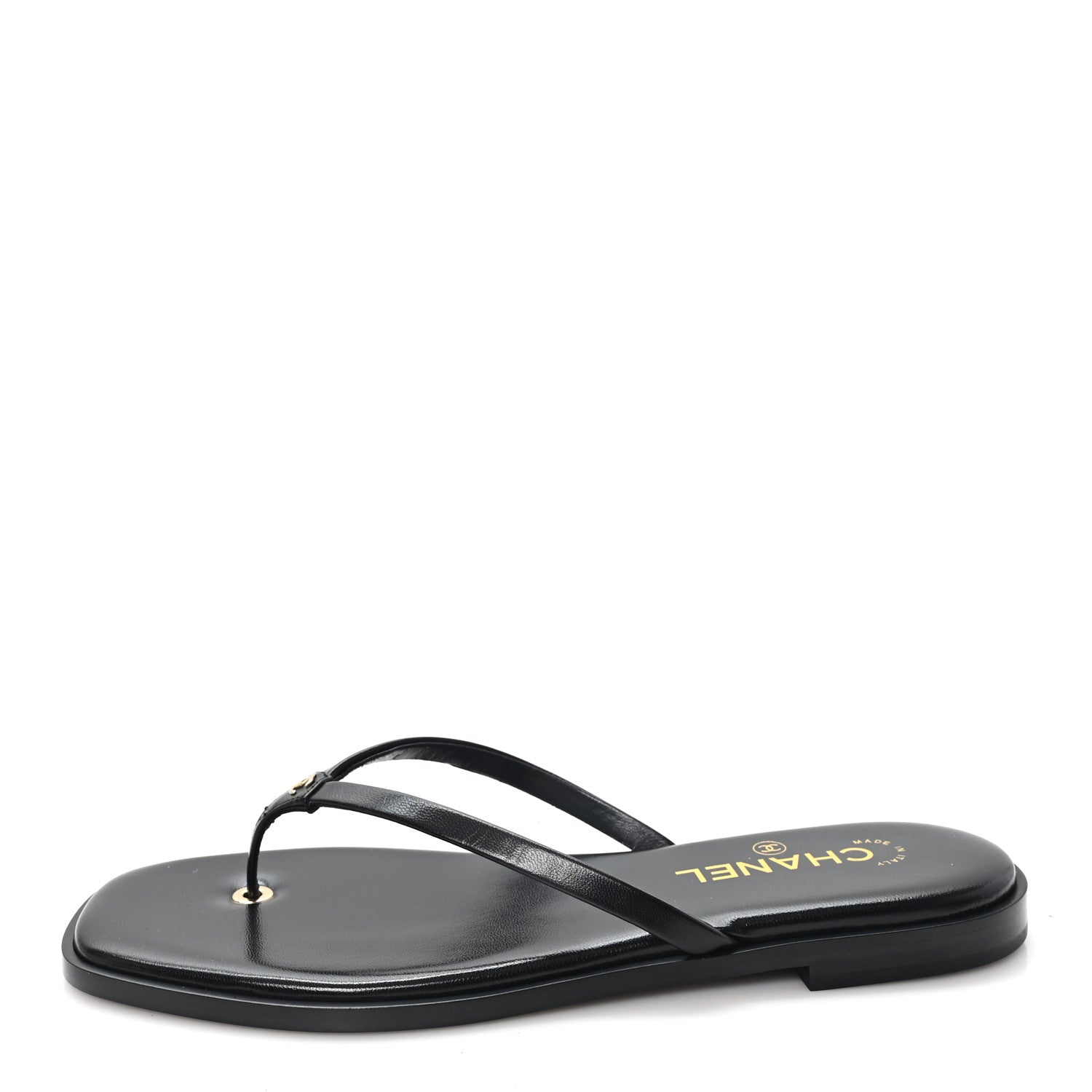 Chanel Goatskin CC Times Square Thong Sandals 40 Black 1924110