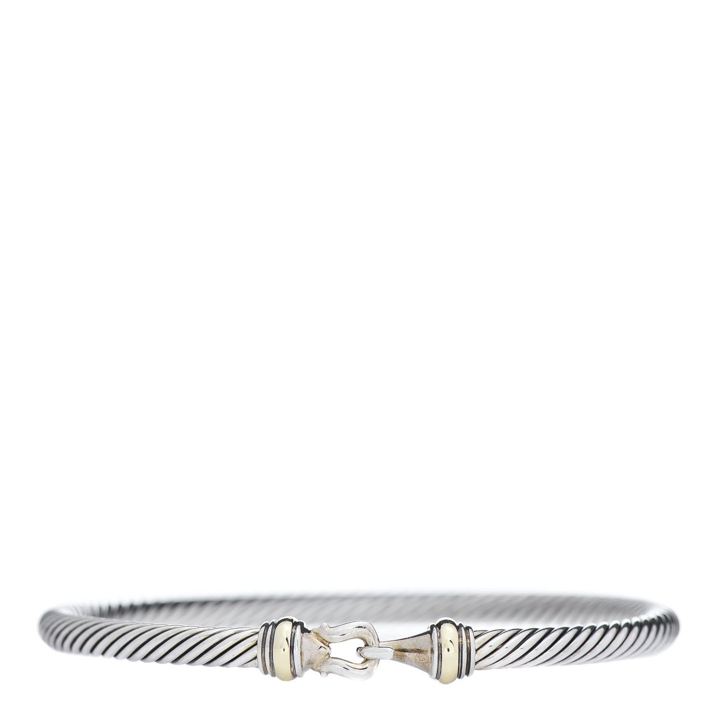 Sterling Silver 18K Yellow Gold 4mm Cable Classic Buckle Bracelet