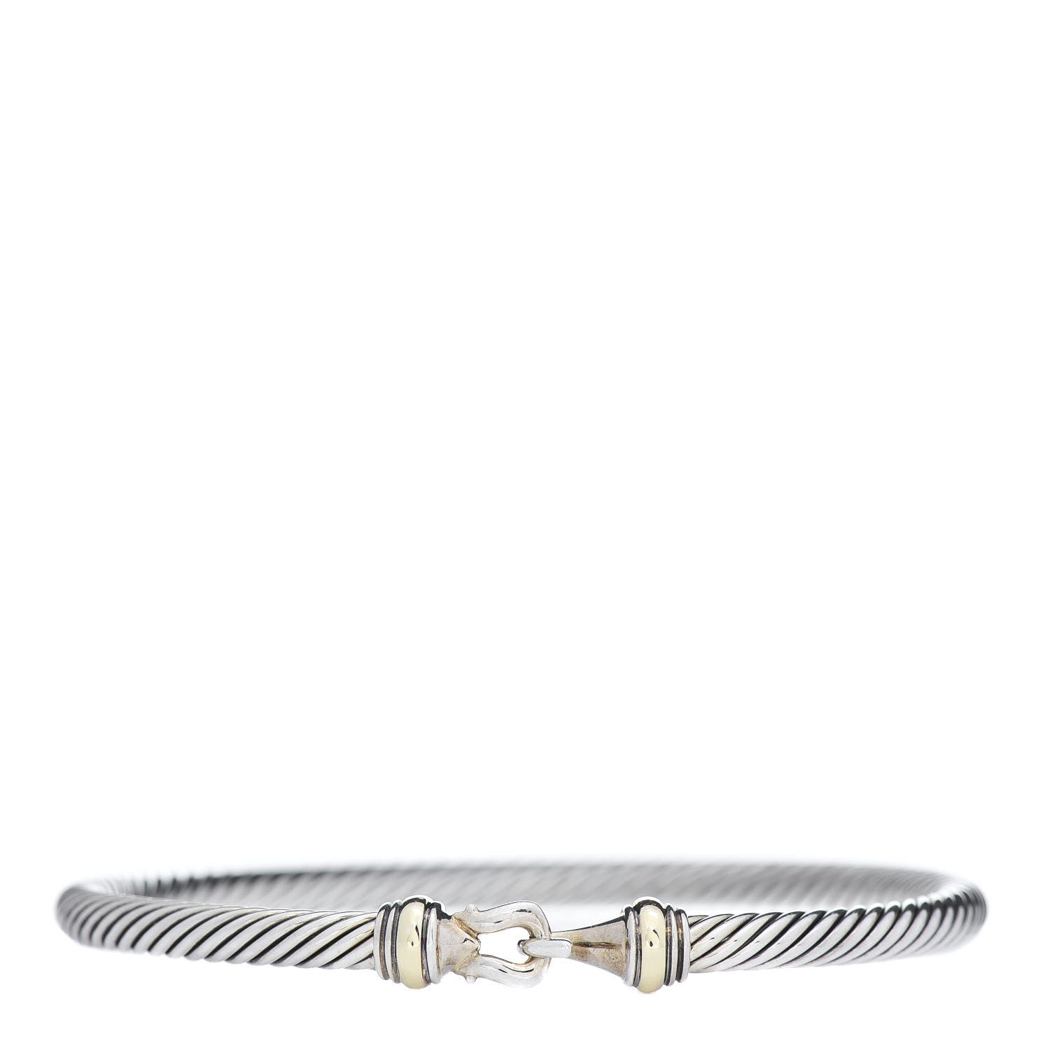 David Yurman Sterling Silver 18K Yellow Gold 4mm Cable Classic Buckle Bracelet 1 of 5