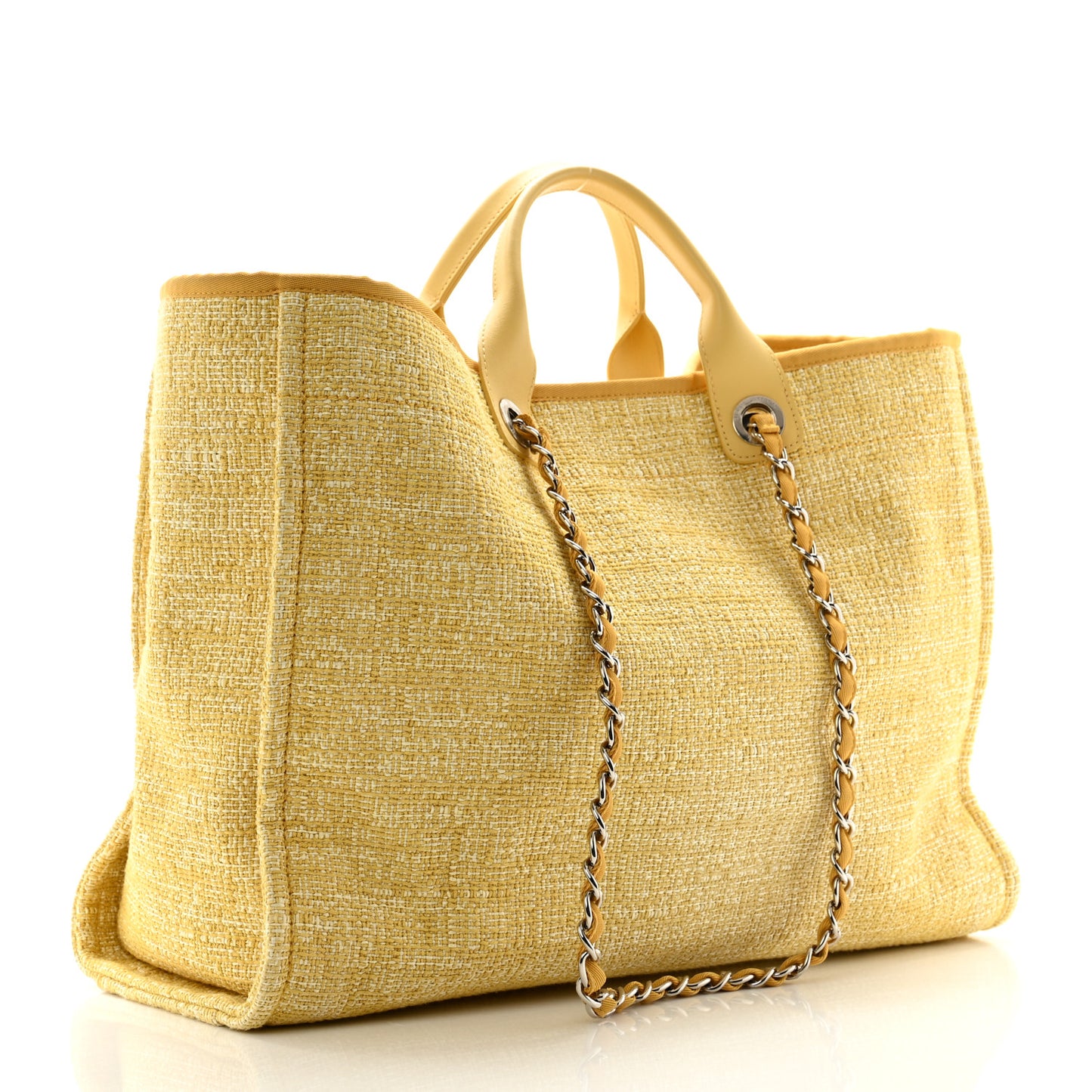 Woven Straw Raffia Large Deauville Tote Light Yellow