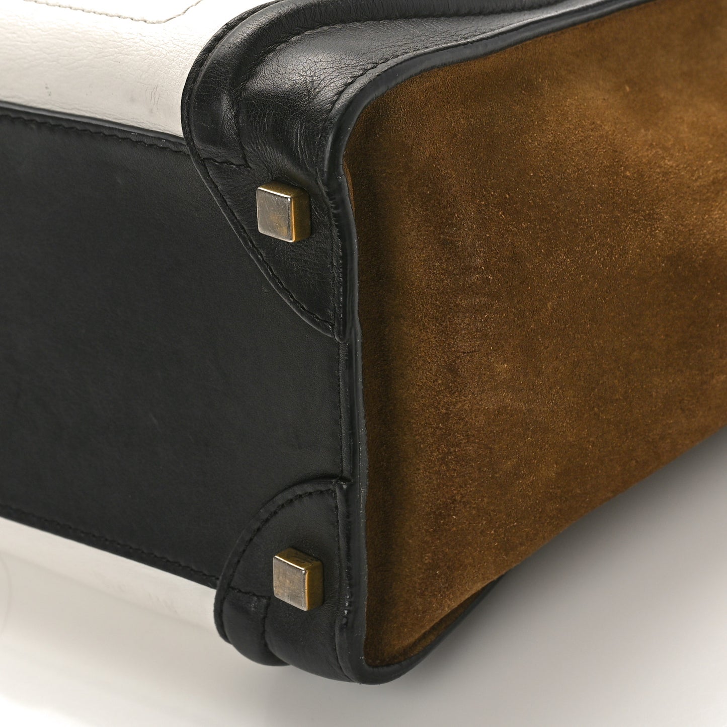 Smooth Calfskin Nubuck Micro Tri-Color Luggage White