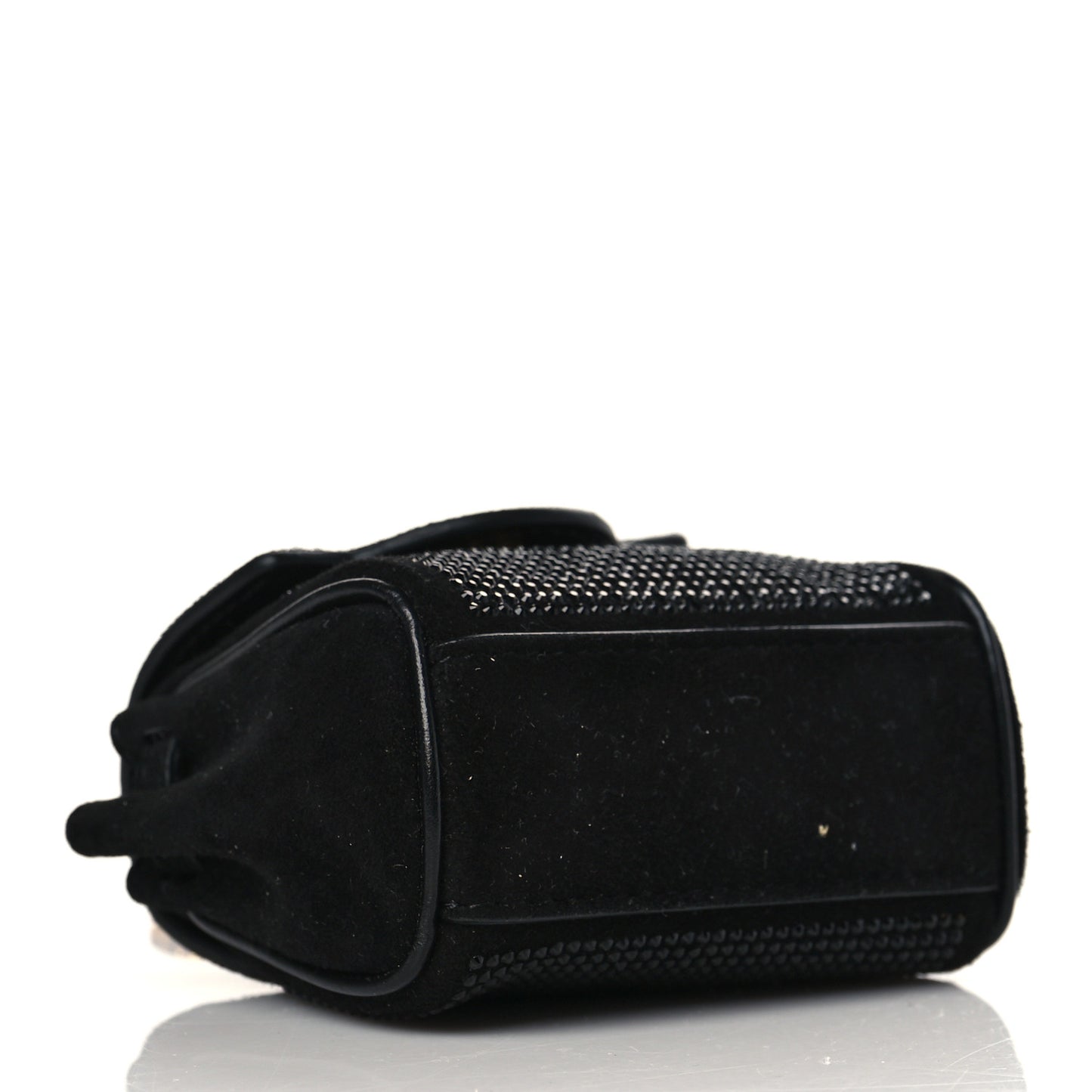 Suede Crystal Studded Micro La Medusa Bag Black